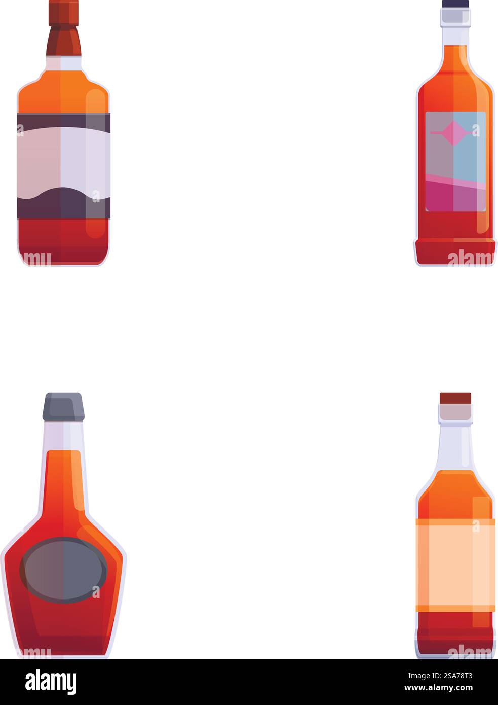 Le icone borboniche impostano il vettore dei cartoni animati. Varie bevande alcoliche. Menu a barre. Le icone borboniche impostano il vettore dei cartoni animati. Varie bevande alcoliche Illustrazione Vettoriale