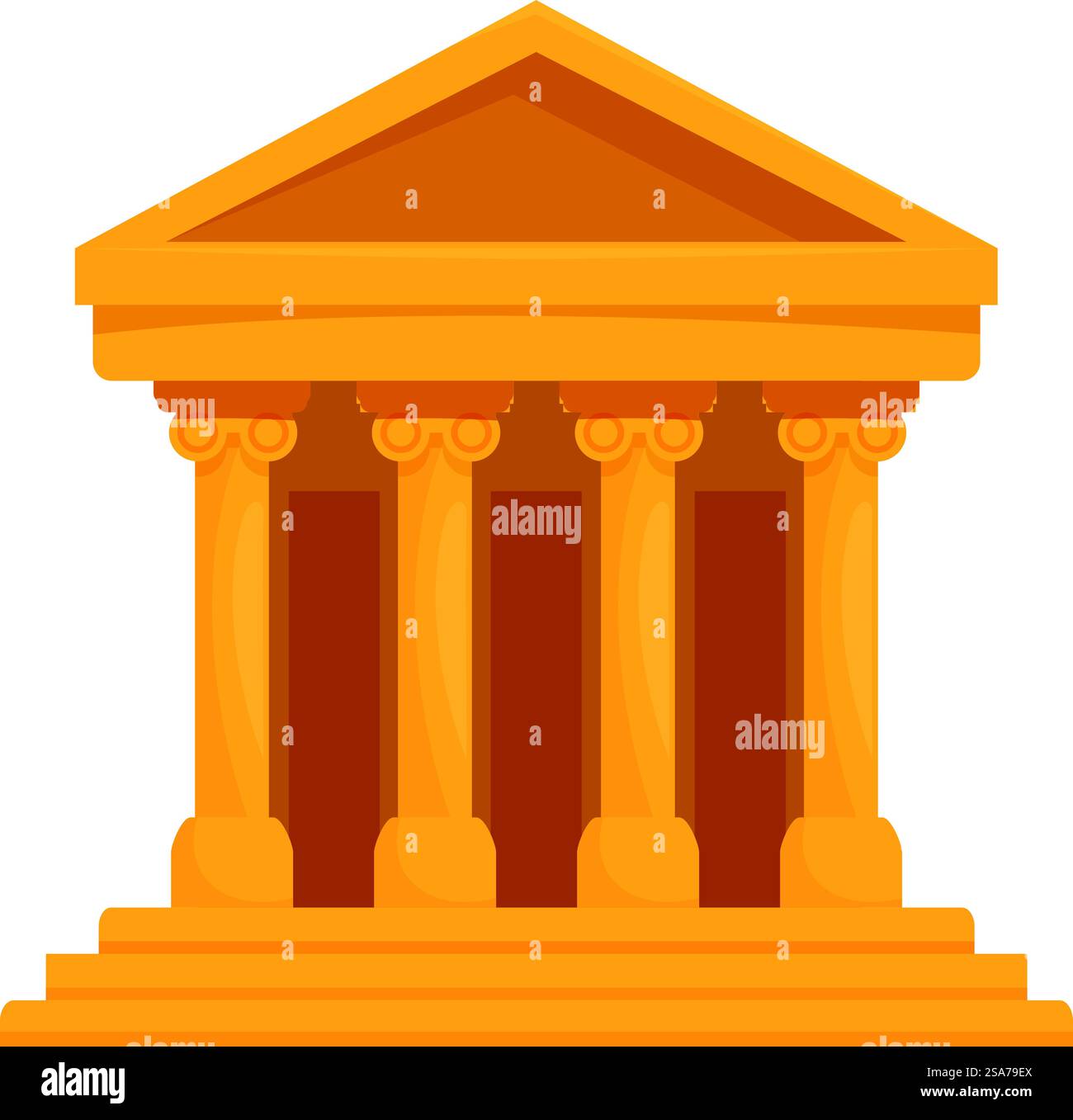 Antico edificio cartoni animati con colonne che rappresentano l'architettura classica greca o romana. Antico tempio greco o romano con colonne Illustrazione Vettoriale