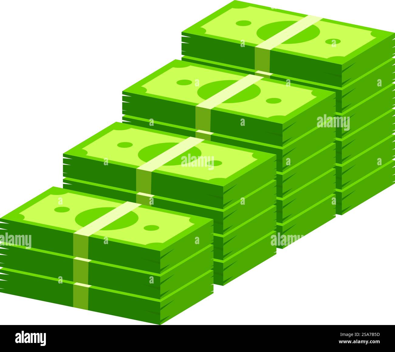 Accumuli di denaro che crescono, illustrando il concetto di aumento dei profitti. La raccolta di denaro cresce mostrando un aumento dei profitti Illustrazione Vettoriale