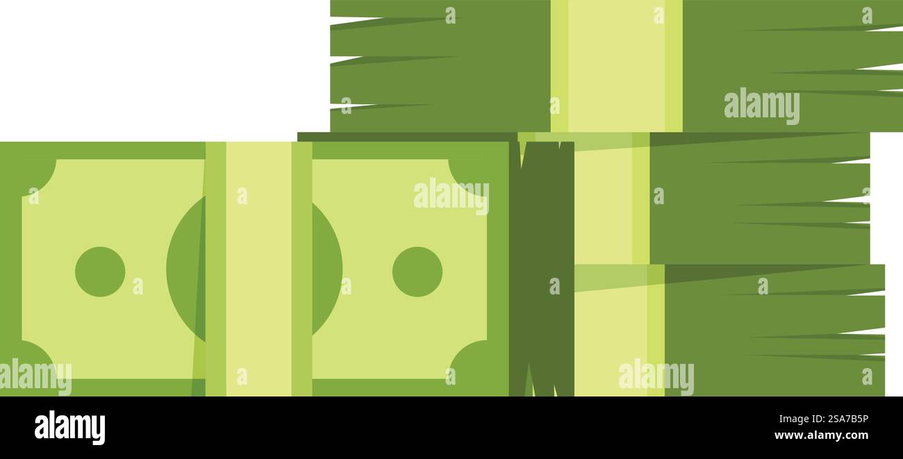 Si sta sviluppando una pila di banconote monetarie, concetto di successo finanziario e ricchezza. Si sta sviluppando una pila di banconote in denaro verde Illustrazione Vettoriale