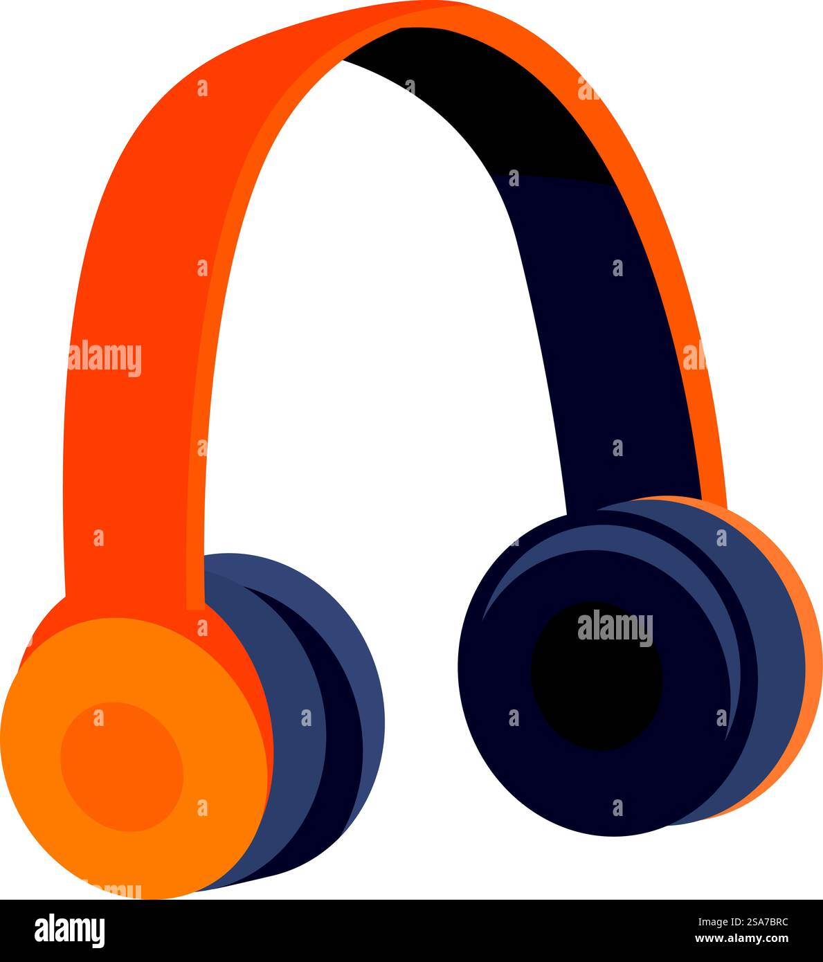 Cuffie wireless arancioni e grigie per un'esperienza audio di alta qualità. Moderne cuffie wireless isolate su sfondo bianco Illustrazione Vettoriale