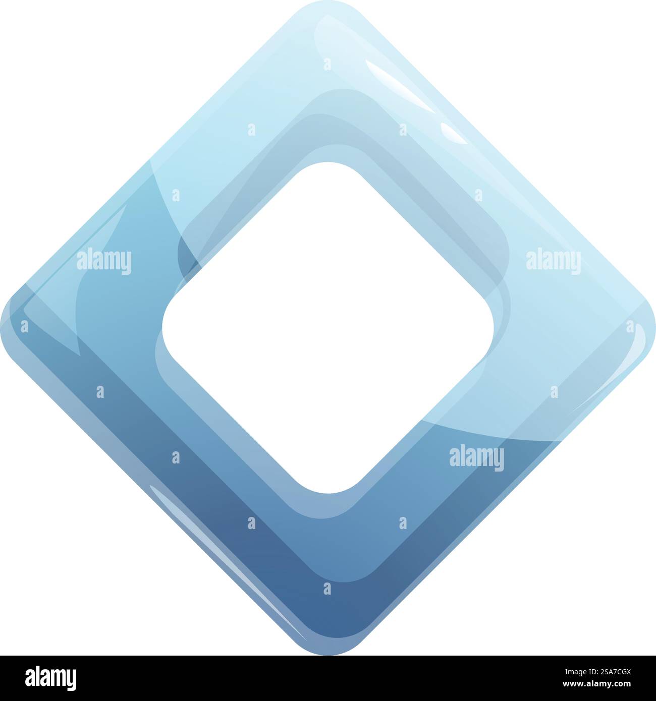 La forma a rombi blu con angoli arrotondati crea una cornice su sfondo bianco. Forma a rombo blu con angoli arrotondati per creare una cornice Illustrazione Vettoriale