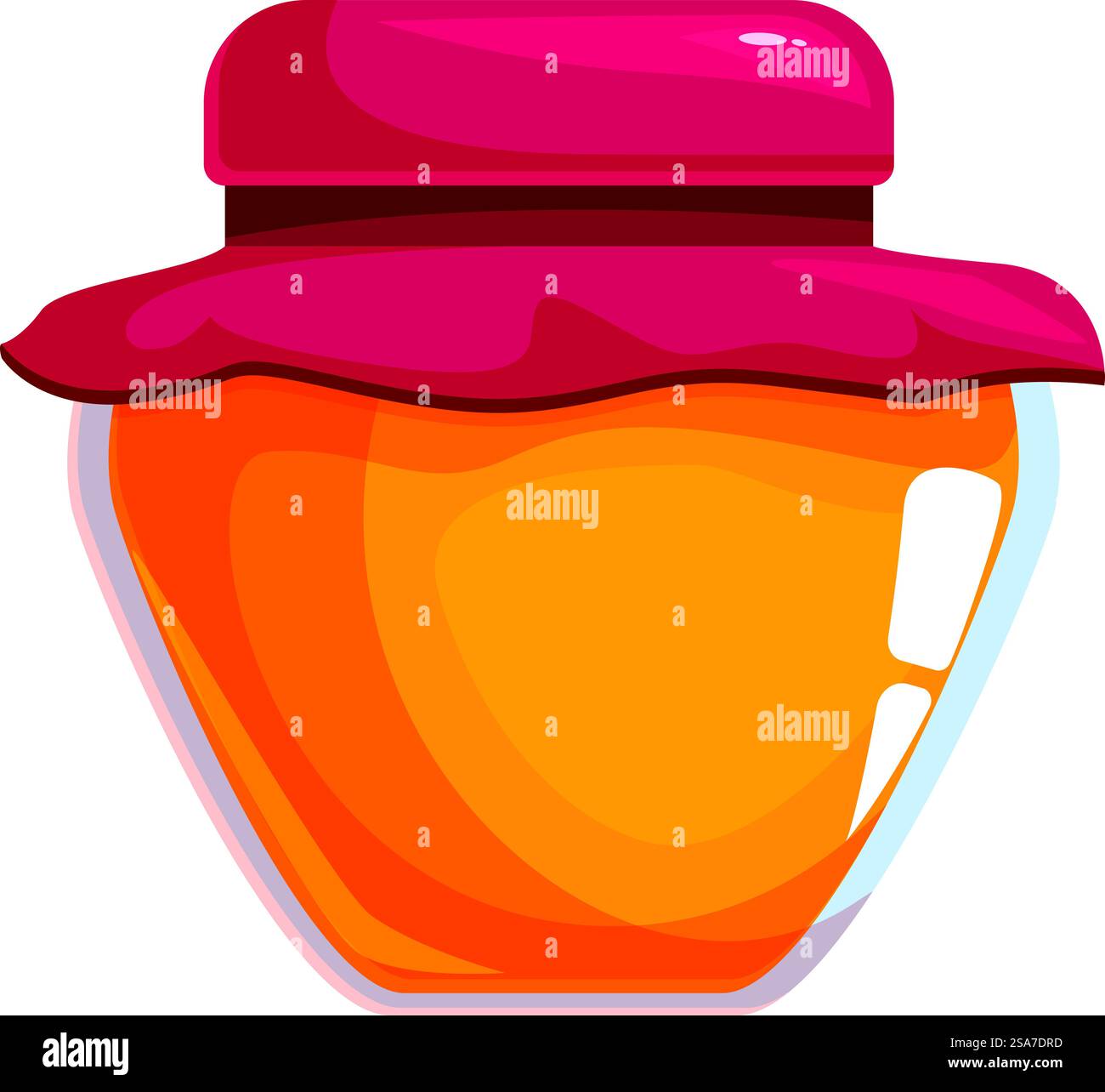 Vaso di vetro pieno di marmellata di albicocca fresca chiuso con tessuto rosso e pronto per la vendita. Vaso di vetro pieno di marmellata di albicocche con sopra tessuto rosso Illustrazione Vettoriale