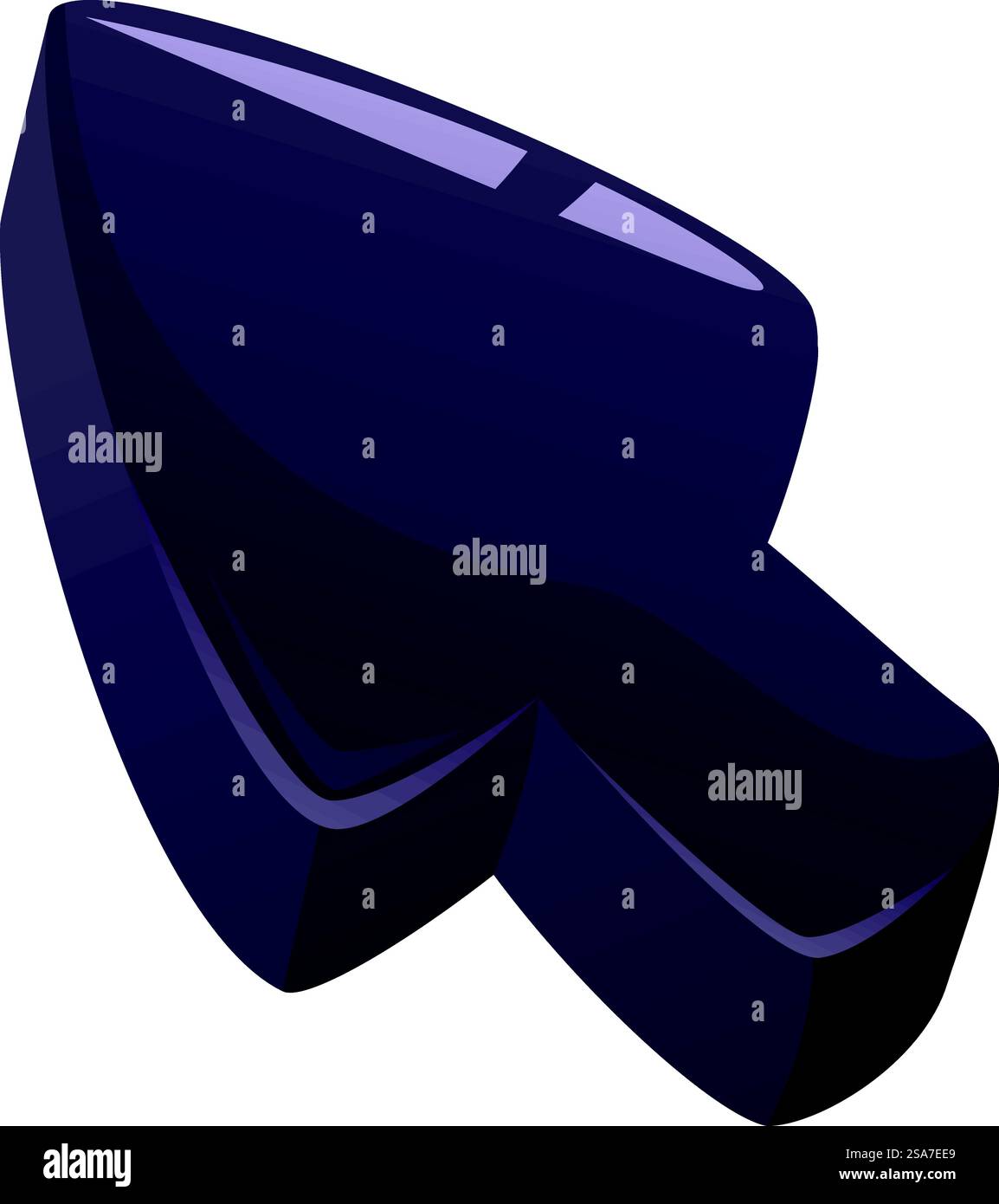 Cursore 3d grigio scuro rivolto verso l'alto e verso destra, ideale per trasmettere i concetti di clic o selezione. cursore 3d rivolto verso l'alto a destra nella vista isometrica Illustrazione Vettoriale