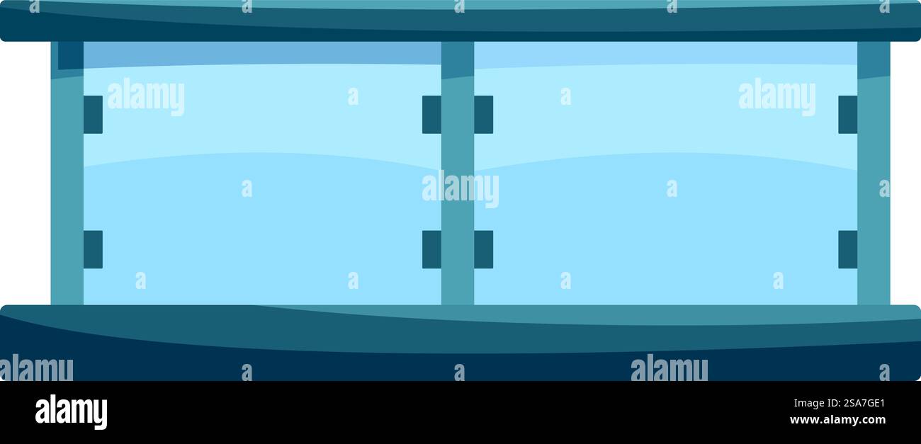 Balcone in vetro con ringhiera in metallo che fornisce sicurezza e offre uno stile architettonico moderno. Balcone in vetro con ringhiera in metallo che protegge dalla caduta Illustrazione Vettoriale