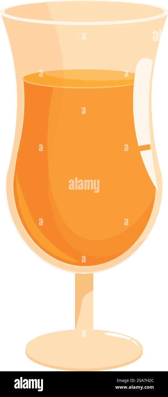 Bicchiere Hurricane contenente un rinfrescante cocktail arancione con sfondo trasparente. Bicchiere Hurricane contenente un rinfrescante cocktail arancione su sfondo bianco Illustrazione Vettoriale