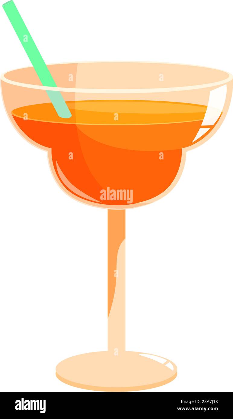 Cocktail di margarita rinfrescante e vibrante servito in un classico bicchiere di margarita con bordo salato e paglia. Bicchiere da cocktail Margarita su sfondo bianco Illustrazione Vettoriale