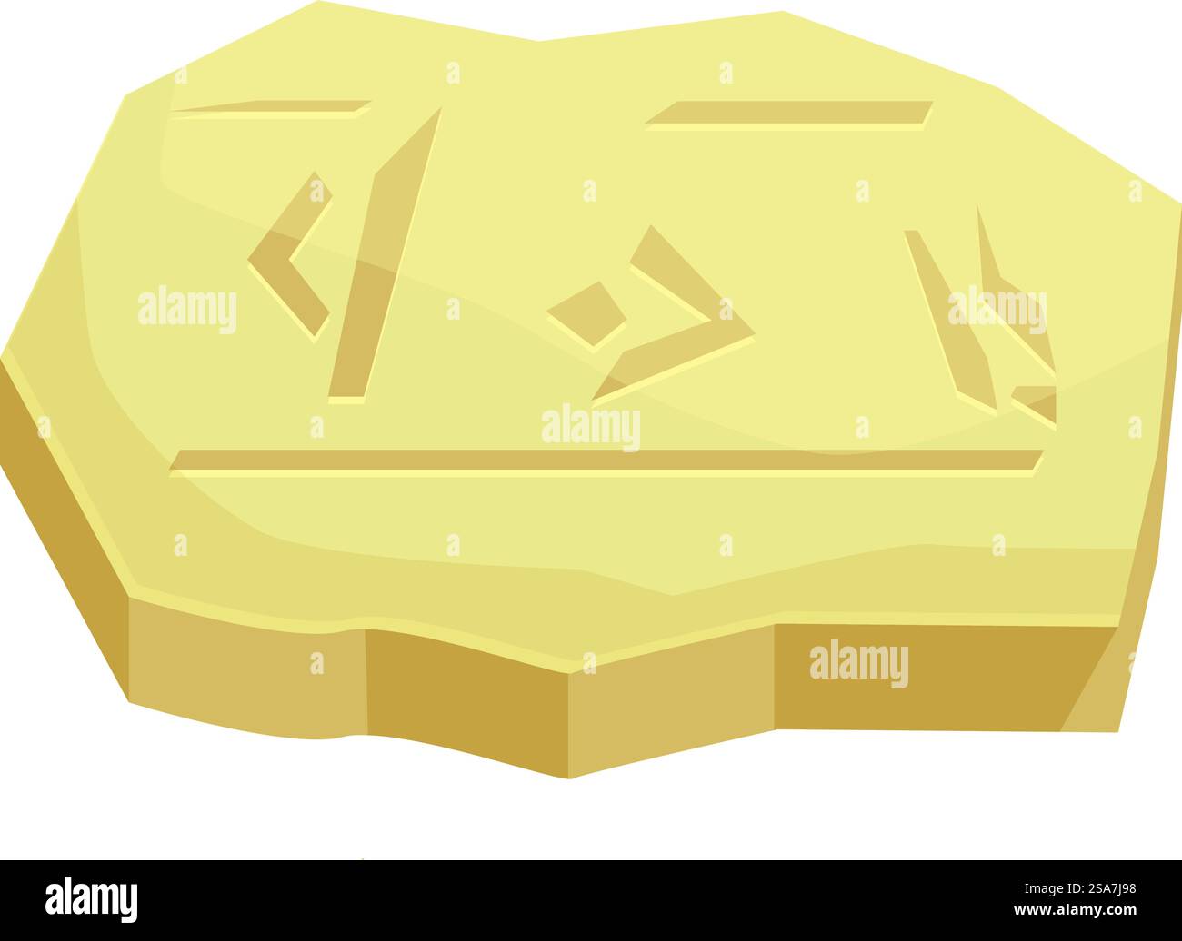 Tavoletta di pietra con incisioni enigmatiche che suggeriscono l'esistenza di una civiltà dimenticata. Antica tavoletta in pietra con simboli scolpiti che rappresentano la civiltà perduta Illustrazione Vettoriale