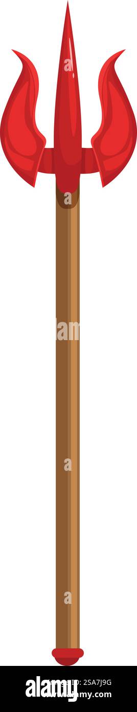 Arma del tridente rosso su sfondo bianco, simbolismo della mitologia indù. Arma del tridente rosso su sfondo bianco Illustrazione Vettoriale