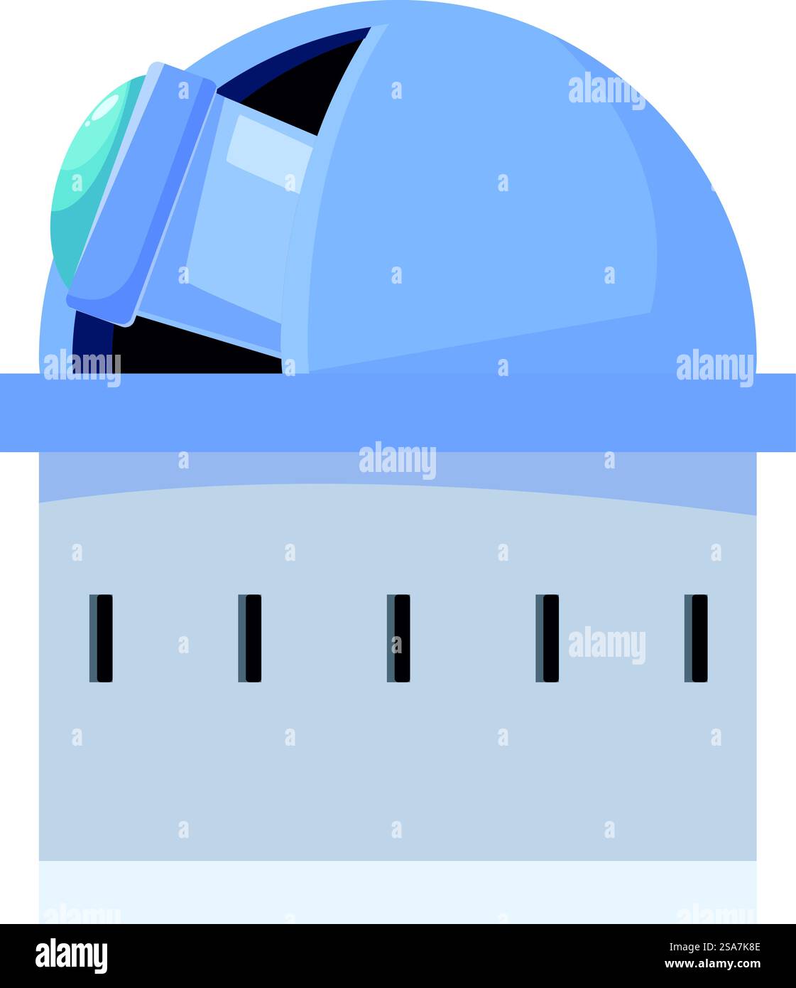 Osservatorio astronomico alla scoperta della galassia con il telescopio di notte. Edificio osservatorio astronomico alla scoperta della galassia con il telescopio Illustrazione Vettoriale