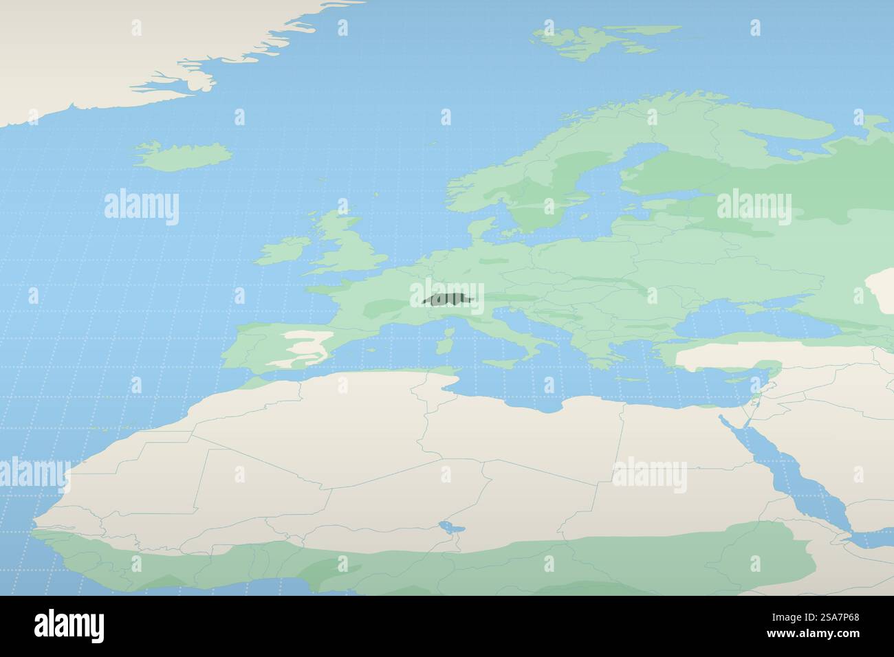 La Svizzera è evidenziata su una mappa dettagliata, posizione geografica della Svizzera. Mappa vettoriale. Illustrazione Vettoriale