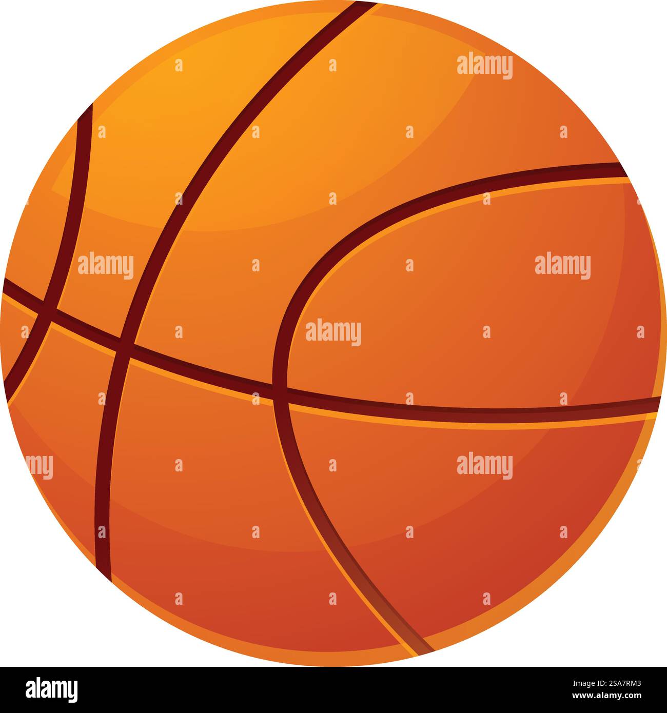 Semplice pallacanestro arancione con strisce nere disposte su una superficie. Classico pallacanestro arancione in superficie Illustrazione Vettoriale