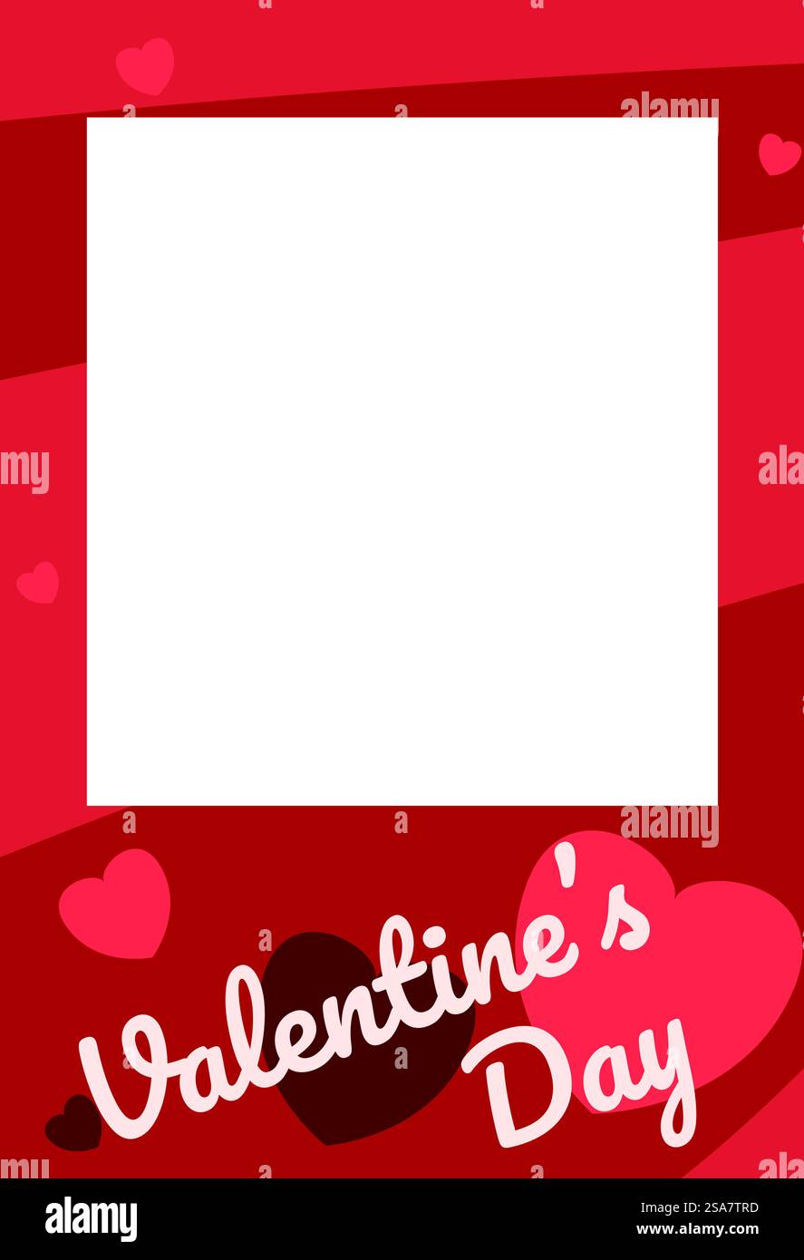 Cornice fotografica a tema san valentino rossa con cuori che circondano uno spazio vuoto. Cornice fotografica rossa di san valentino con cuori che circondano lo spazio vuoto Illustrazione Vettoriale