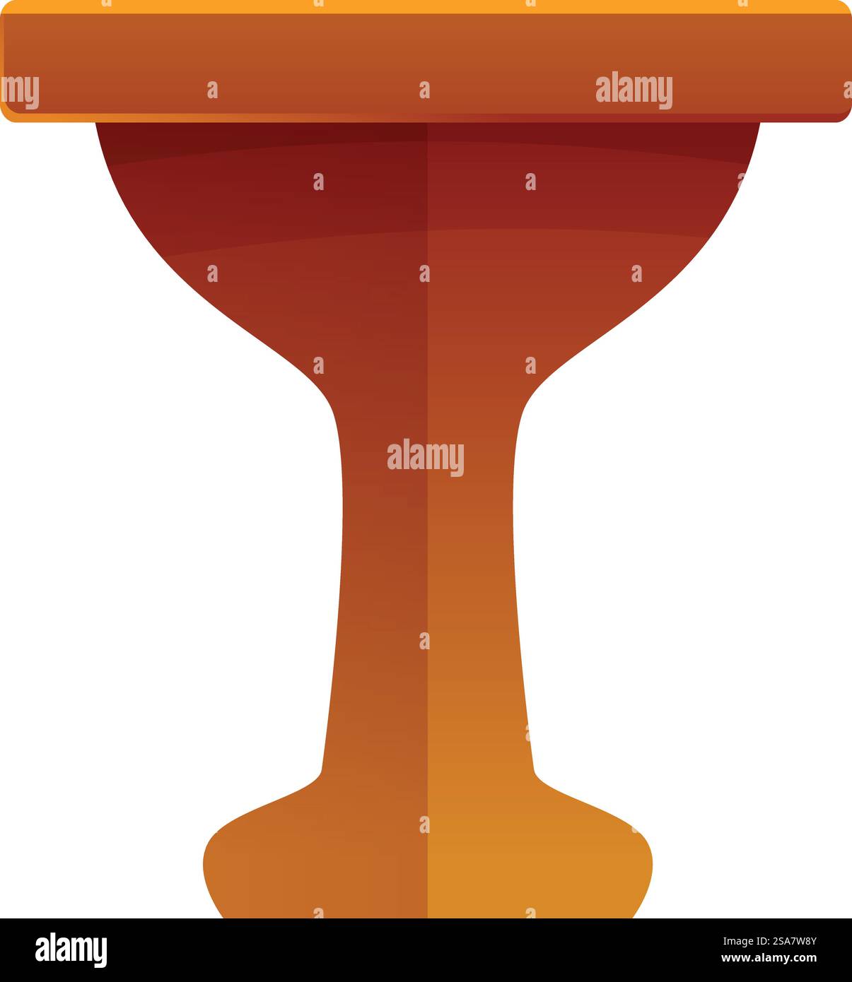 Questa illustrazione vettoriale presenta un tavolo rotondo semplice ma elegante con una gamba singola e robusta. Tavolo rotondo in legno in piedi su un'icona gamba Illustrazione Vettoriale