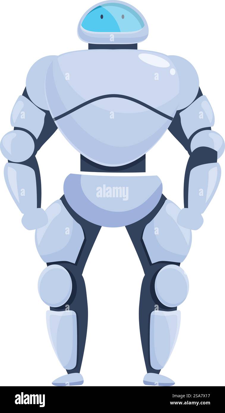 Un robot potente e futuristico è in piedi di guardia, pronto a proteggere e servire. Potente robot che protegge la tecnologia futuristica Illustrazione Vettoriale