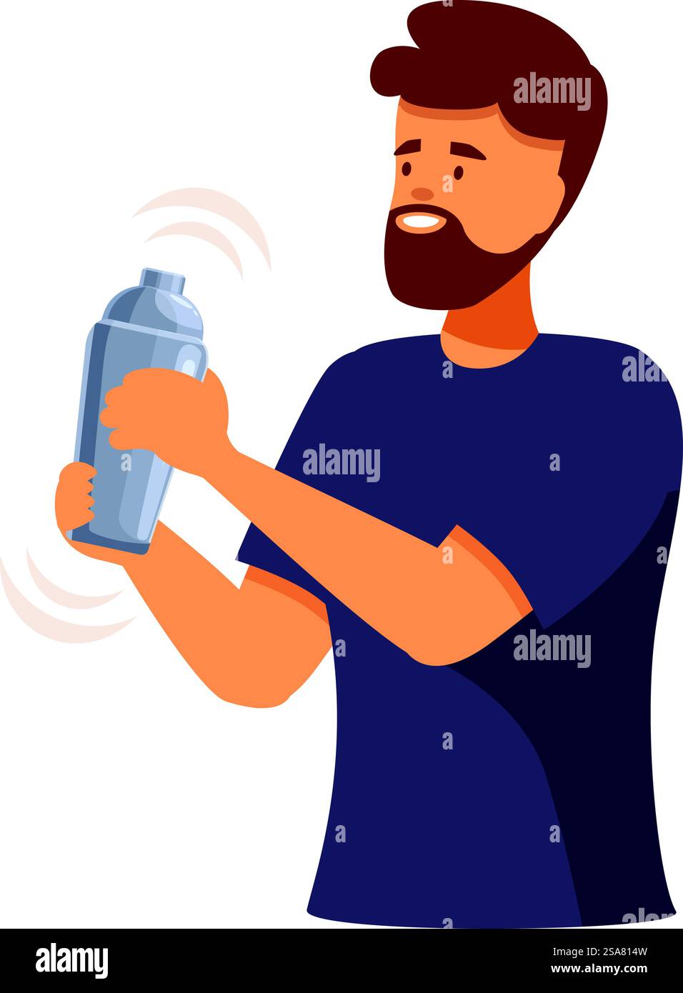 Il barista sta sta scuotendo un cocktail in uno shaker, preparando una bevanda alcolica. Barman scuotere il cocktail nello shaker, preparando bevande alcoliche Illustrazione Vettoriale