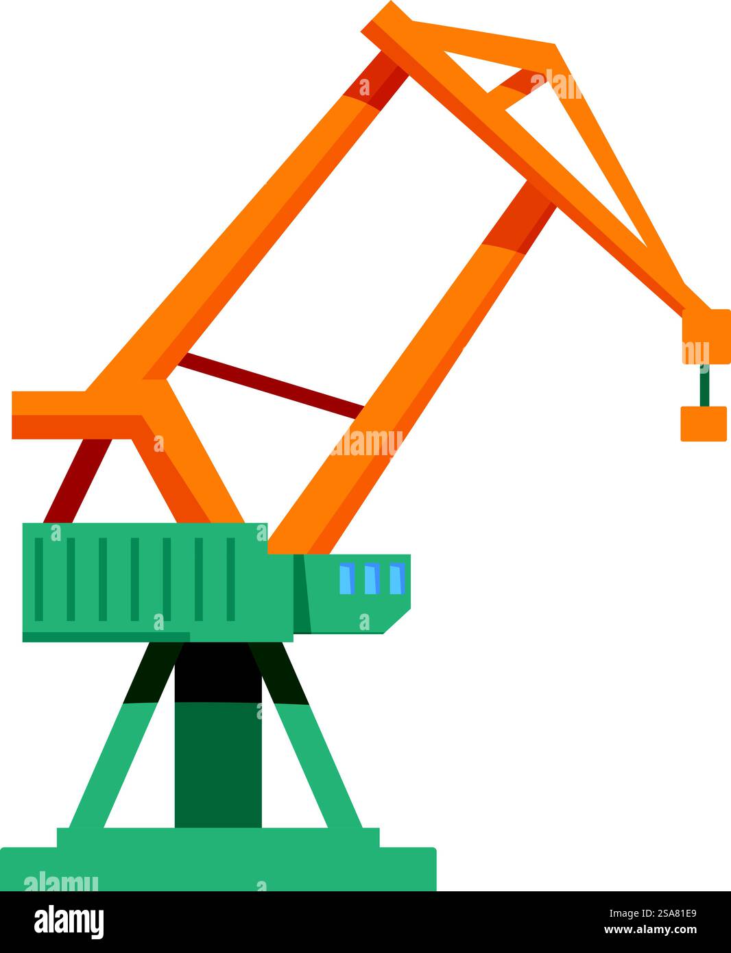 Una grande gru portuale sta sollevando carichi in un'area portuale industriale. Gru portuale per il sollevamento di carichi nell'area portuale industriale Illustrazione Vettoriale