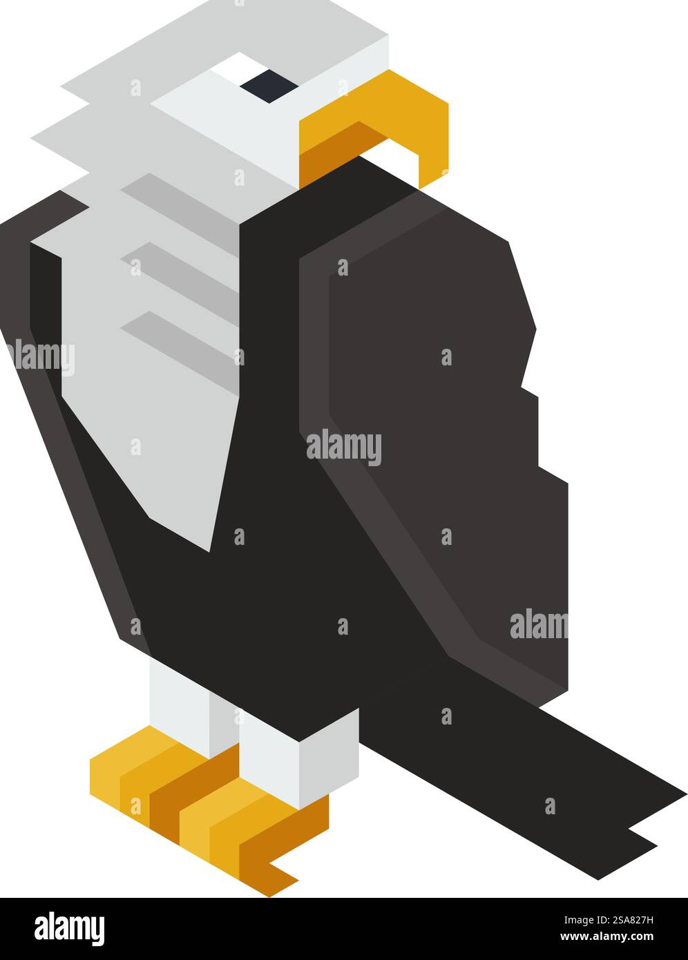 Modello o figura in legno di aquila, giocattolo isolato o mascotte di uccello con becco e piumaggio. Simpatico personaggio o statuetta, gioco per i bambini. Immagine vettoriale in stile piatto. Statuetta di animali o giocattolo di legno dell'aquila Illustrazione Vettoriale