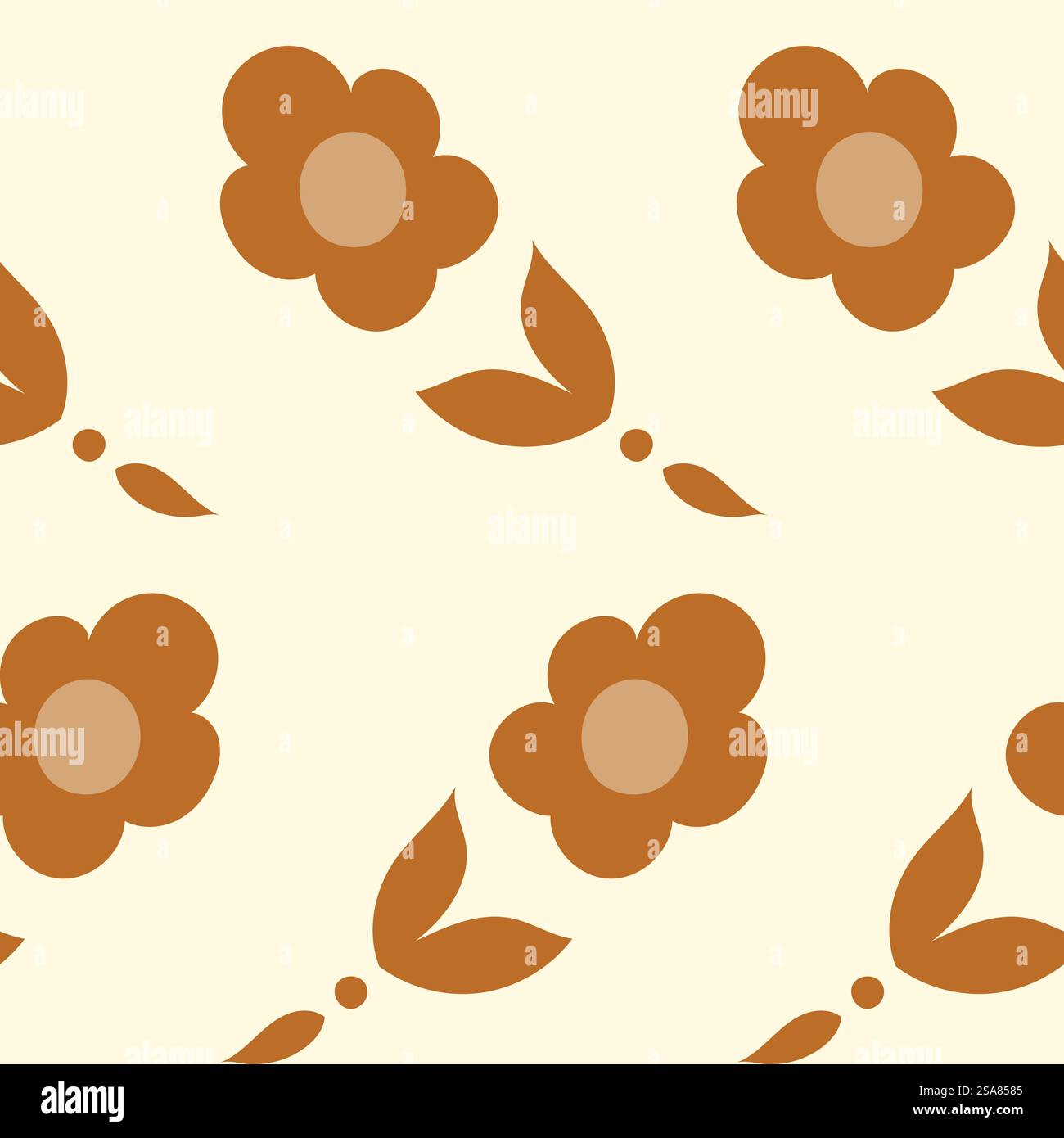 Stampa botanica con foglie, rami e steli. Flora fiorita con petali e fogliame. Tessuto decorativo o tessuto elegante. Stampa di motivi, sfondo o sfondo senza interruzioni. Vettore in stile piatto. Fiori fioriti motivo senza cuciture, stampa botanica Illustrazione Vettoriale