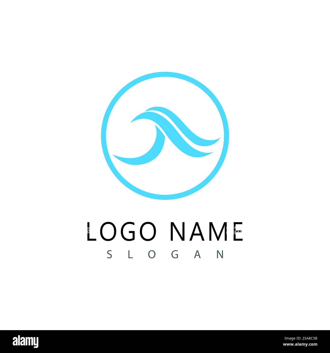 Modello del simbolo e del vettore del logo delle onde d'acqua Illustrazione Vettoriale