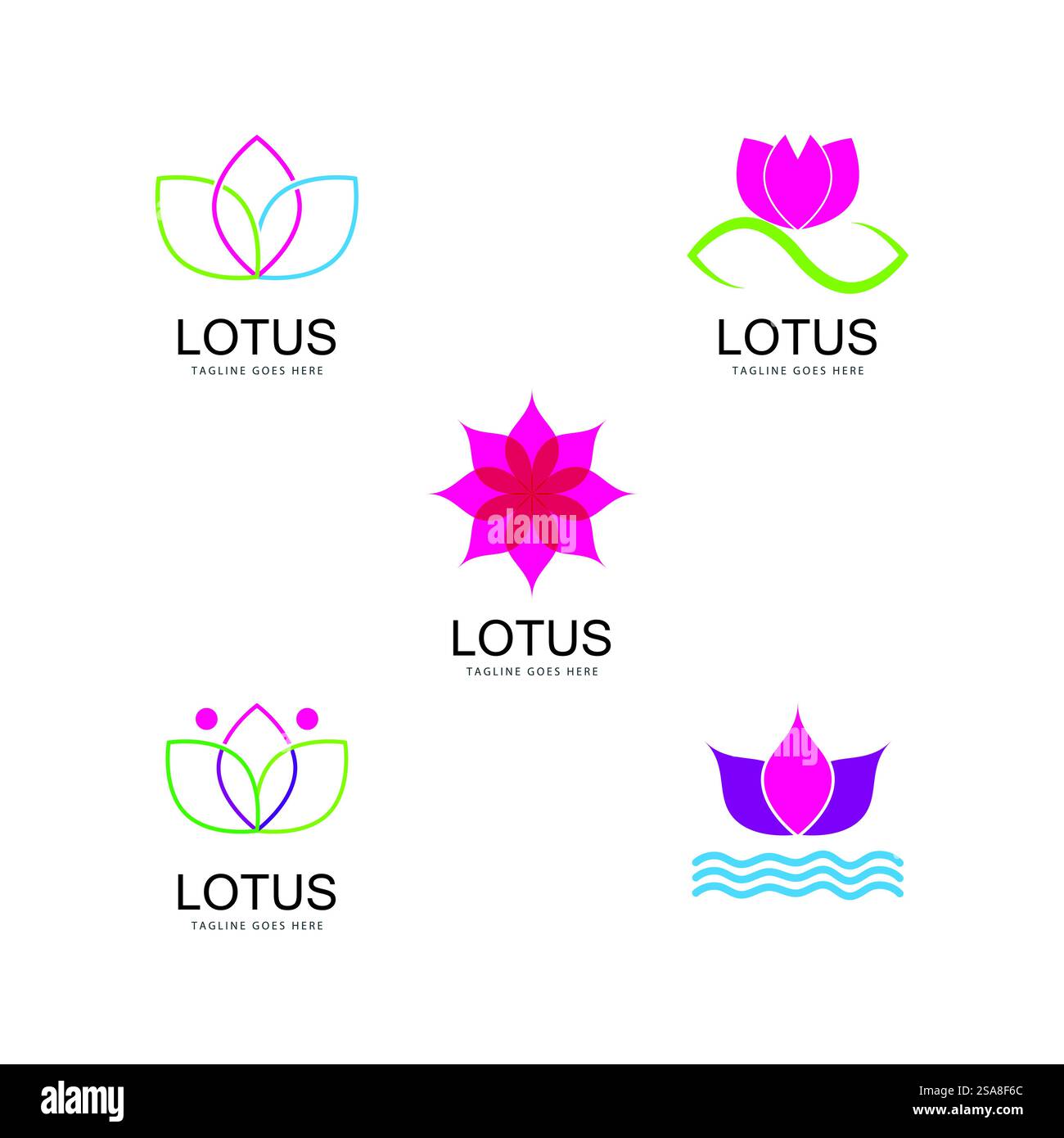 Vettore di bellezza fiori di loto design logo icona del modello Illustrazione Vettoriale