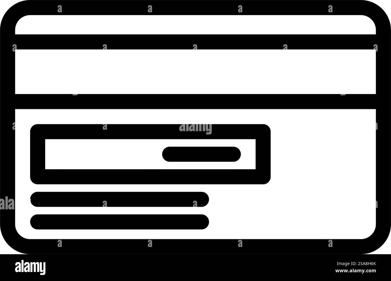icona vettoriale della riga di pagamento della banca con carta di credito. carta di credito, firma del pagamento bancario. illustrazione nera del simbolo del contorno isolato. illustrazione vettoriale dell'icona della riga di pagamento della banca con carta di credito Illustrazione Vettoriale
