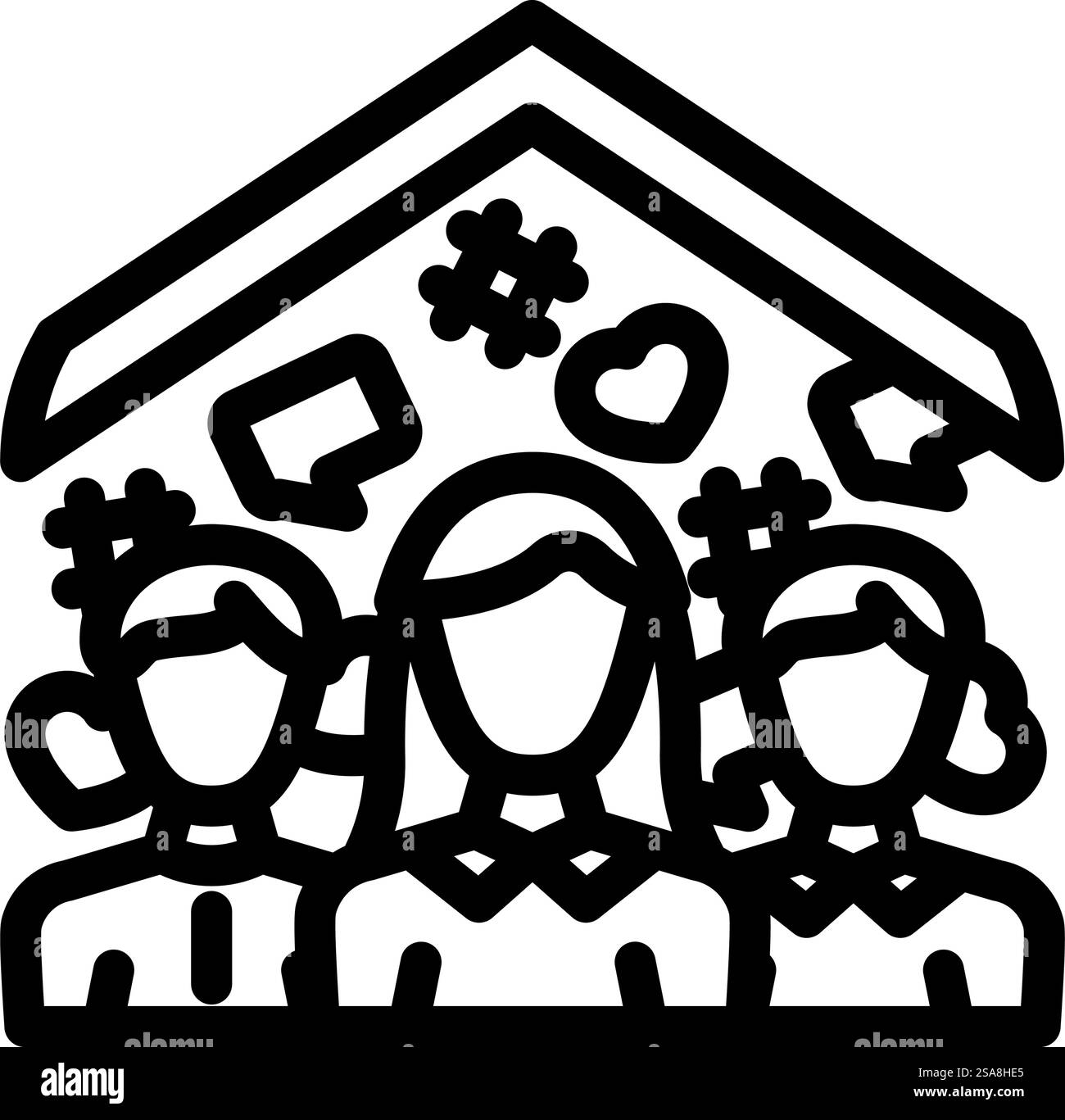 vettore icona linea social media per la creazione di comunità. firma social media per la creazione di comunità. illustrazione nera del simbolo del contorno isolato. illustrazione vettoriale dell'icona della linea dei social media per la creazione di comunità Illustrazione Vettoriale