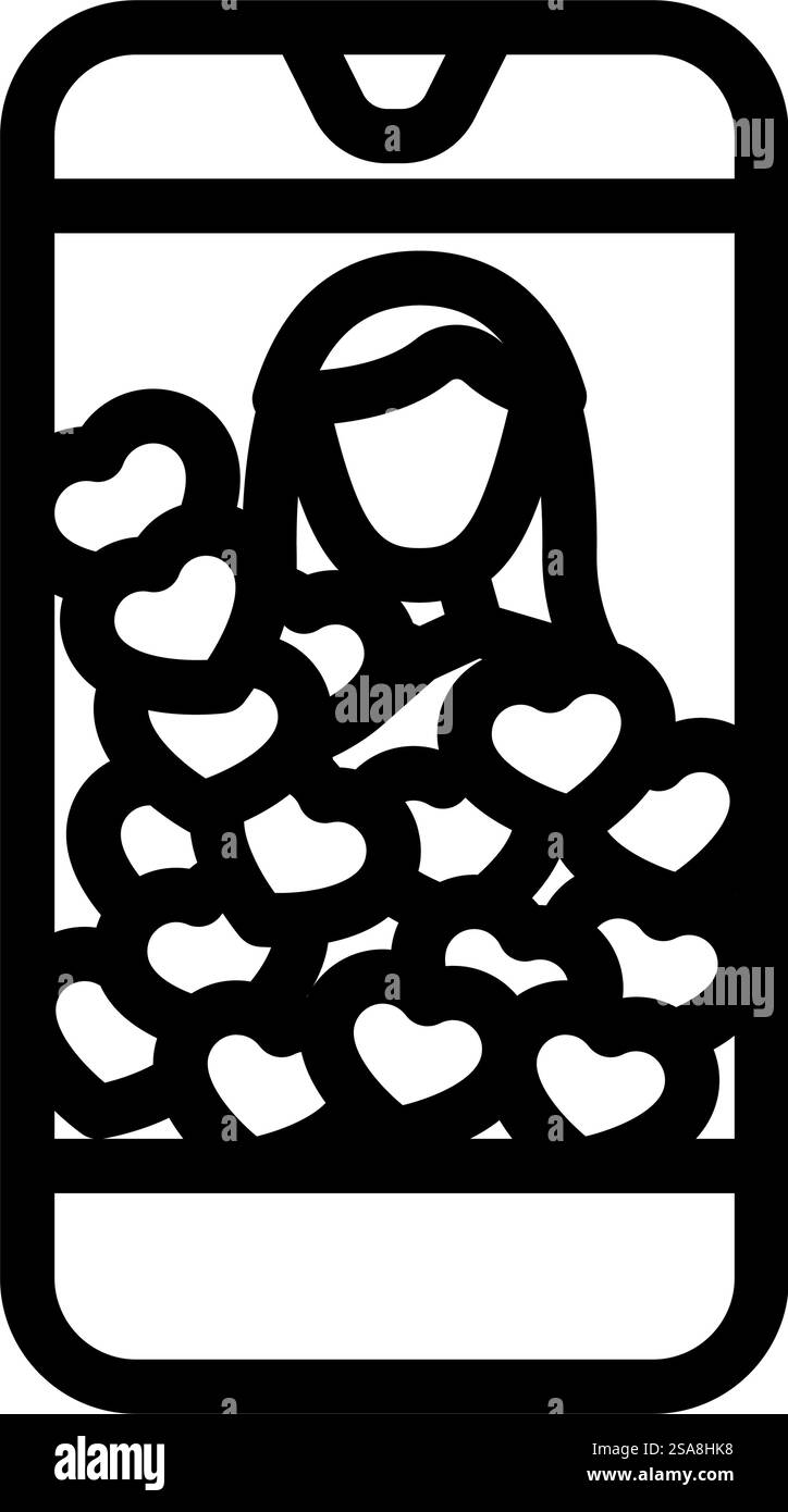 icona vettoriale della linea dei social media di contenuti virali. contenuti virali dei social media. illustrazione nera del simbolo del contorno isolato. illustrazione vettoriale dell'icona della linea dei social media di contenuti virali Illustrazione Vettoriale