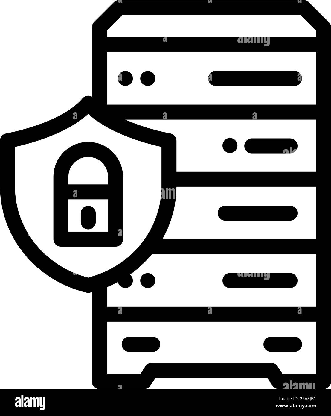 vettore dell'icona della riga del database di controllo dell'accesso ai dati. firma del database di controllo dell'accesso ai dati. illustrazione nera del simbolo del contorno isolato. illustrazione vettoriale dell'icona della riga del database di controllo dell'accesso ai dati Illustrazione Vettoriale