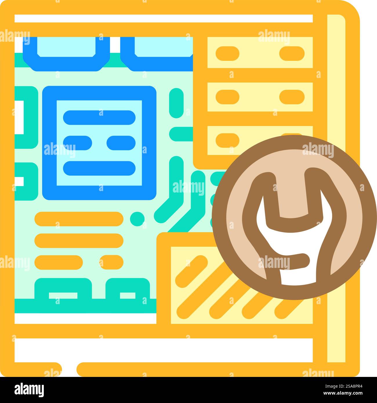 manutenzione del computer riparare il vettore dell'icona a colori. cartello riparazione manutenzione computer. illustrazione del simbolo isolato. illustrazione vettoriale dell'icona a colori per la riparazione della manutenzione del computer Illustrazione Vettoriale