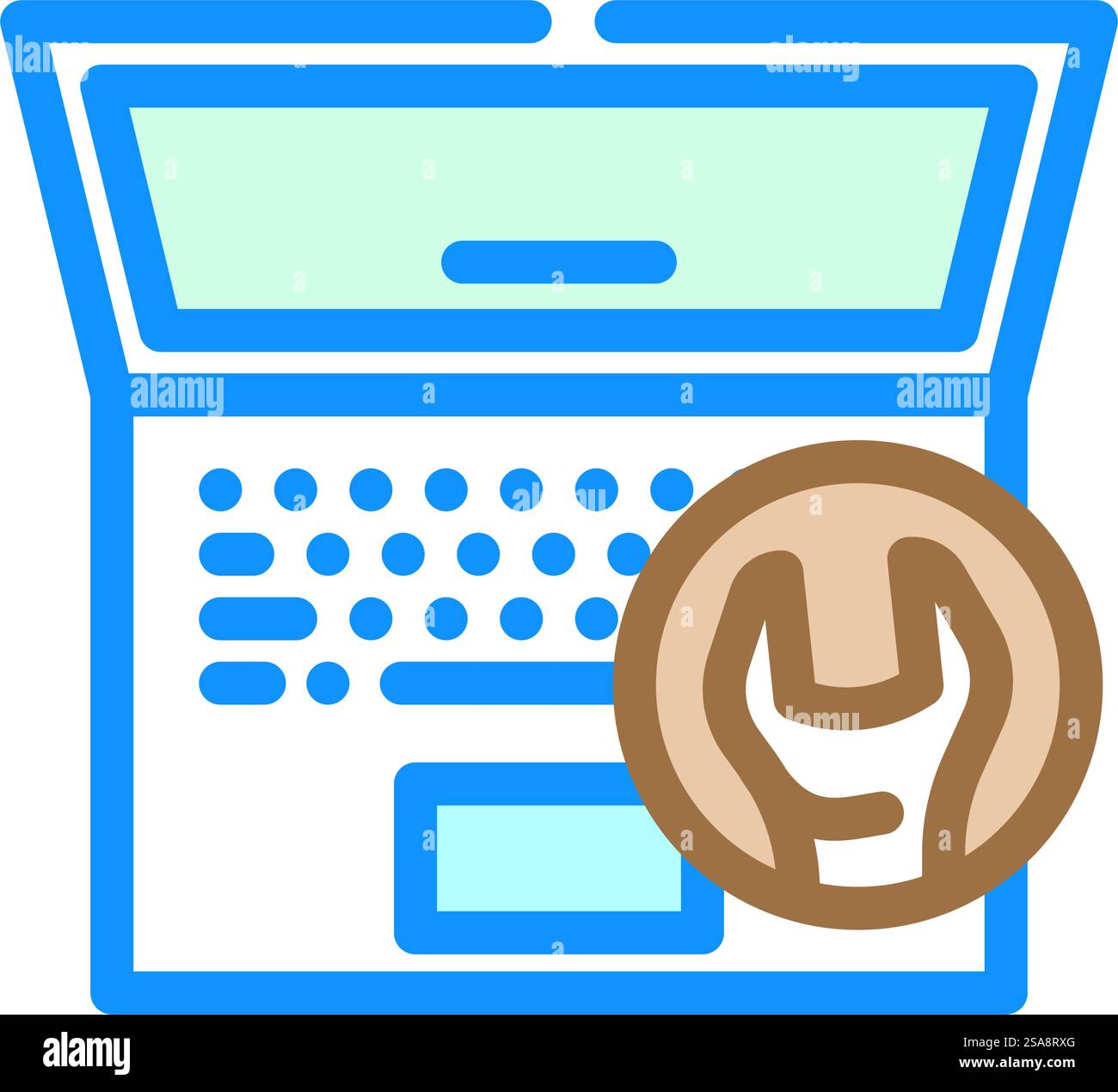 manutenzione riparazione laptop icona vettoriale del colore del computer. cartello computer riparazione manutenzione laptop. illustrazione del simbolo isolato. illustrazione vettoriale dell'icona del colore del computer per la manutenzione del notebook Illustrazione Vettoriale