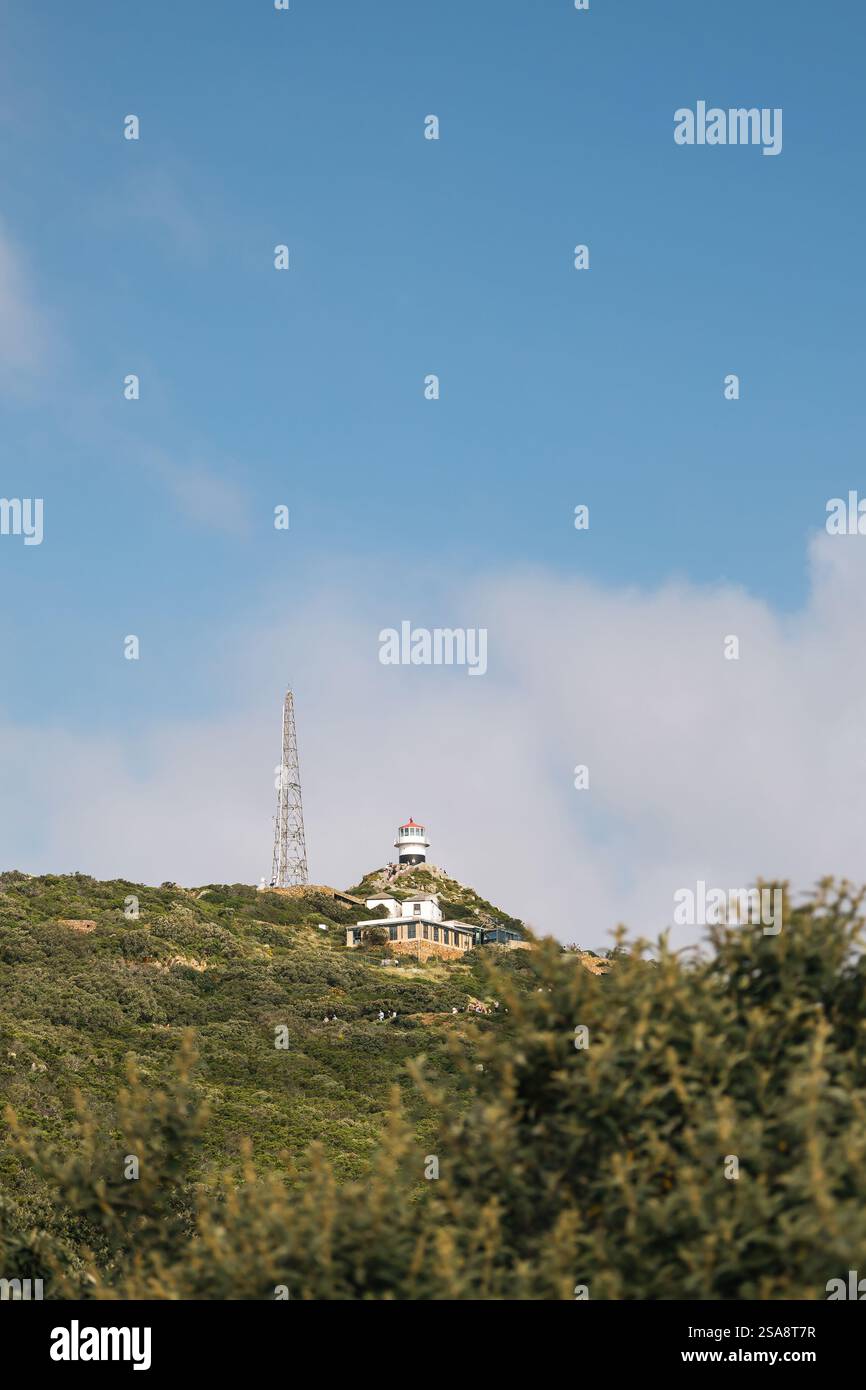 Faro di Capo di buona speranza e torre di comunicazione, Sud Africa. Foto Stock