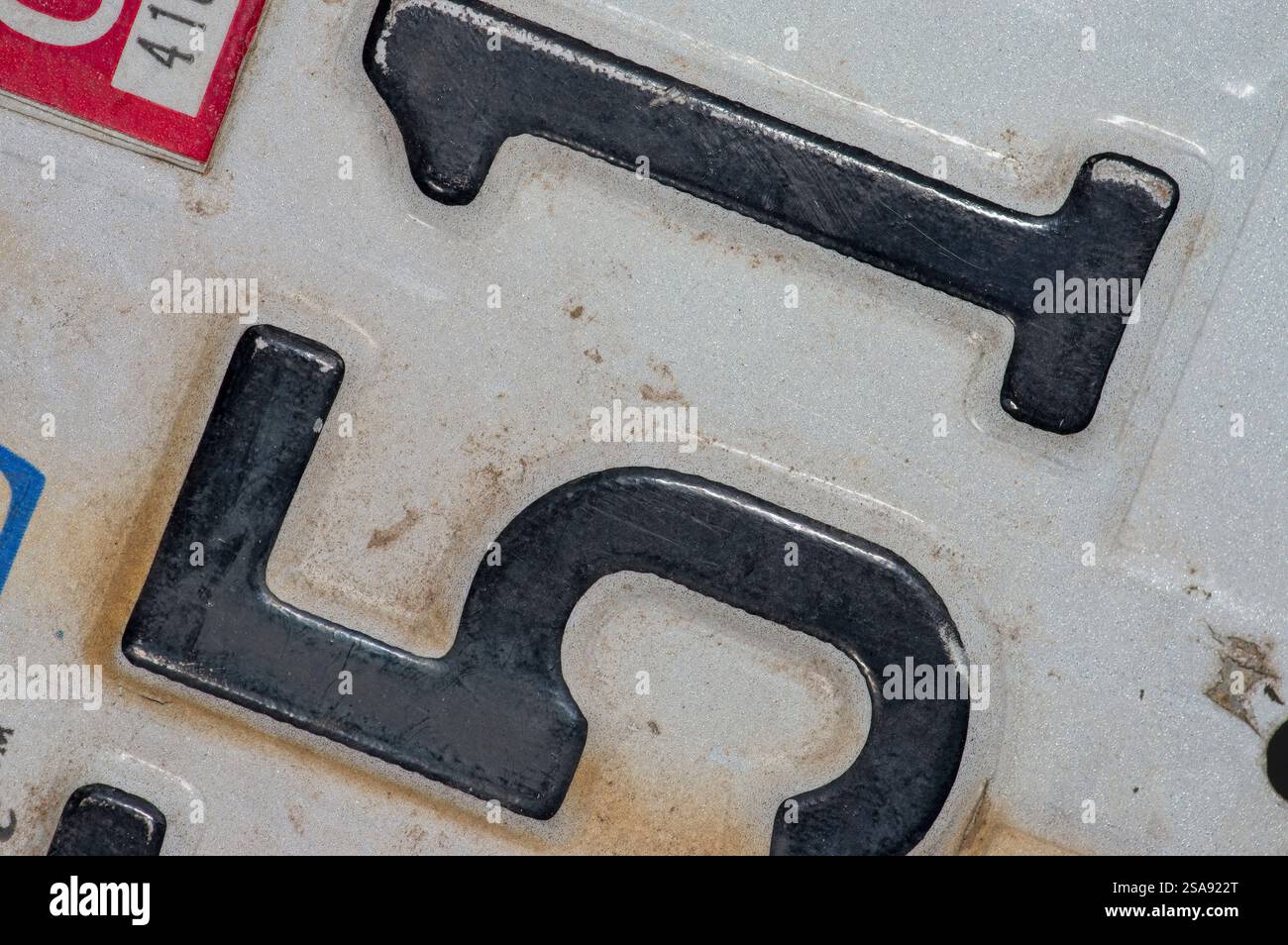 Primo piano della targa metallica Foto Stock