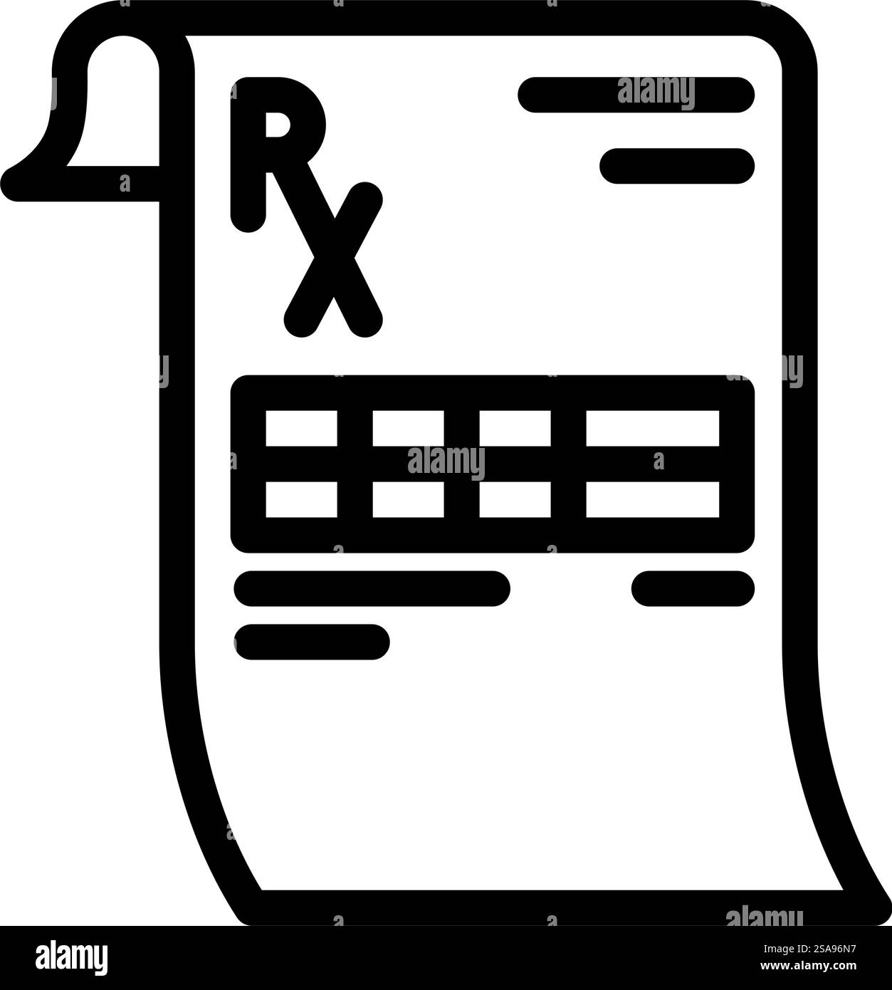 prescrizione farmaci farmaci linea icona vettore. prescrizione farmaci farmaci segno. illustrazione nera del simbolo del contorno isolato. illustrazione vettoriale dell'icona della linea dei farmaci soggetti a prescrizione medica Illustrazione Vettoriale