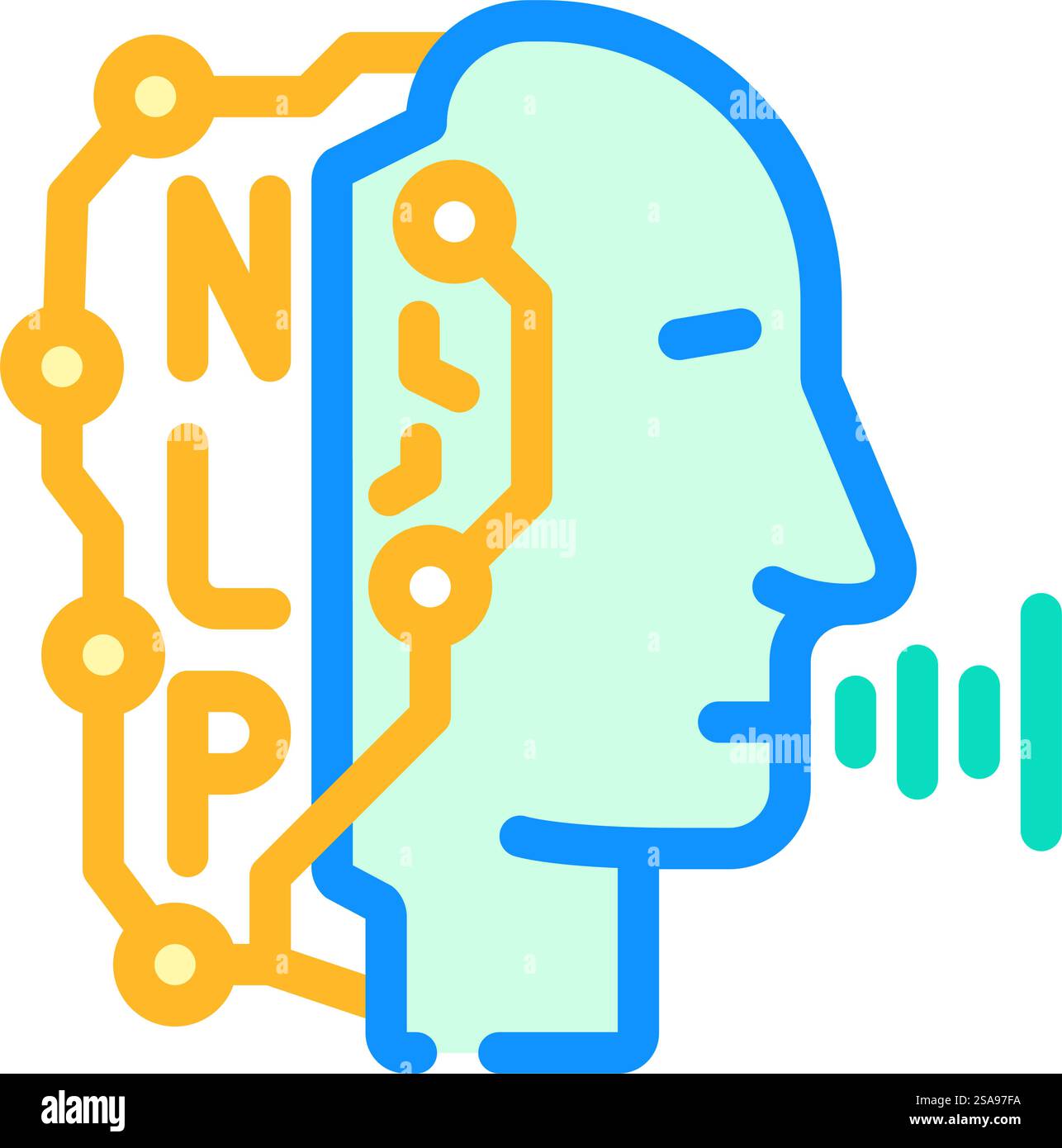 vettore icona colore nlp seo elaborazione linguaggio naturale. segno seo nlp di elaborazione del linguaggio naturale. illustrazione del simbolo isolato. illustrazione vettoriale dell'icona del colore nlp di elaborazione del linguaggio naturale Illustrazione Vettoriale