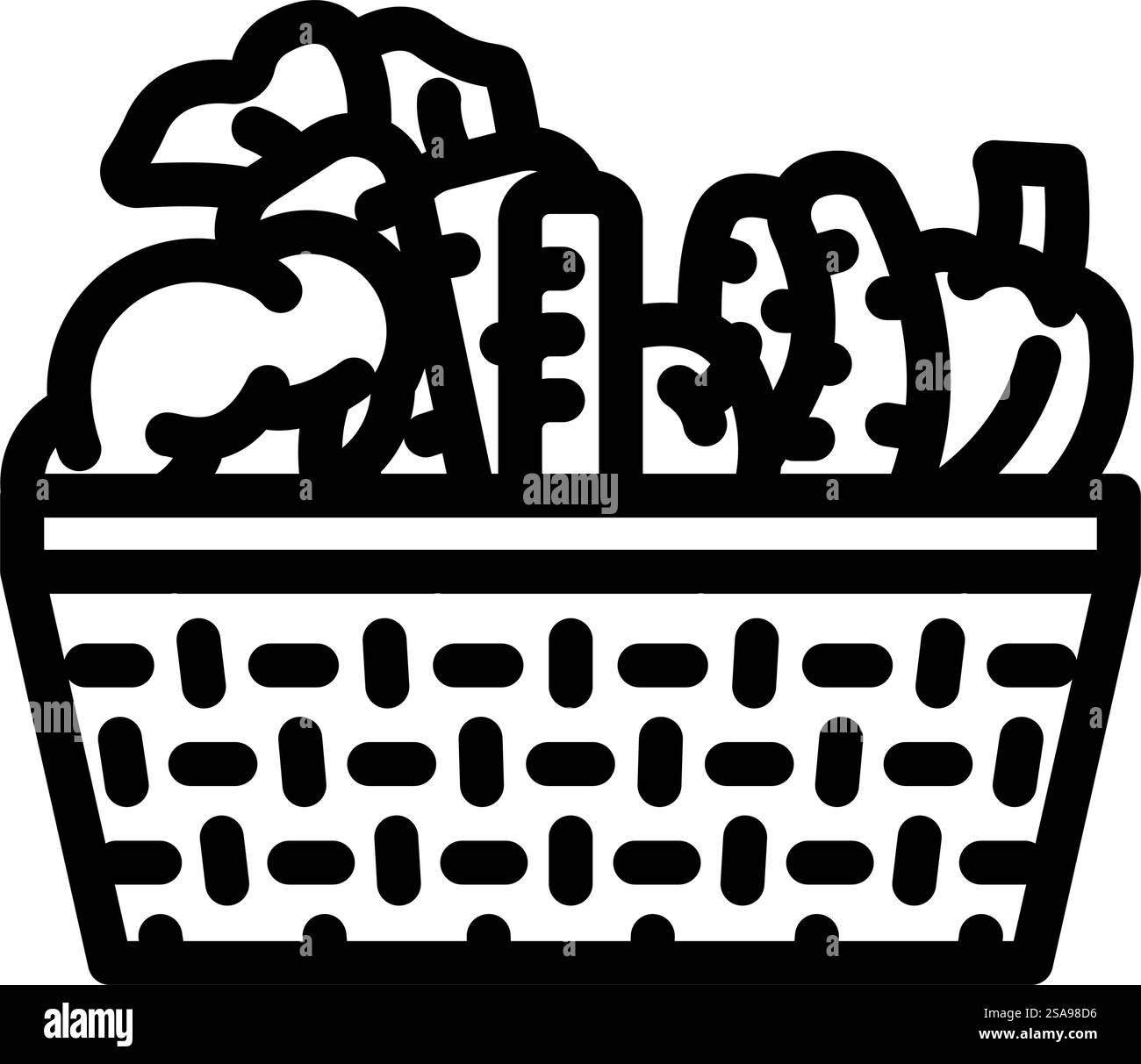 vettore icona linea di giardinaggio urbano organico. insegna di giardinaggio urbano biologico. illustrazione nera del simbolo del contorno isolato. illustrazione vettoriale dell'icona della linea di giardinaggio urbano organica Illustrazione Vettoriale