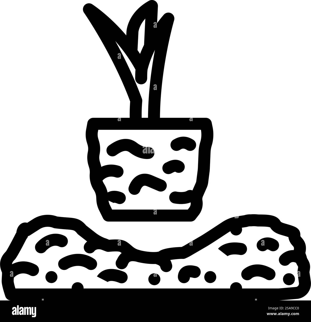 vettore icona linea di trapianto giardinaggio urbano. segnale di trapianto di giardinaggio urbano. illustrazione nera del simbolo del contorno isolato. illustrazione vettoriale dell'icona della linea di giardinaggio urbana di trapianto Illustrazione Vettoriale