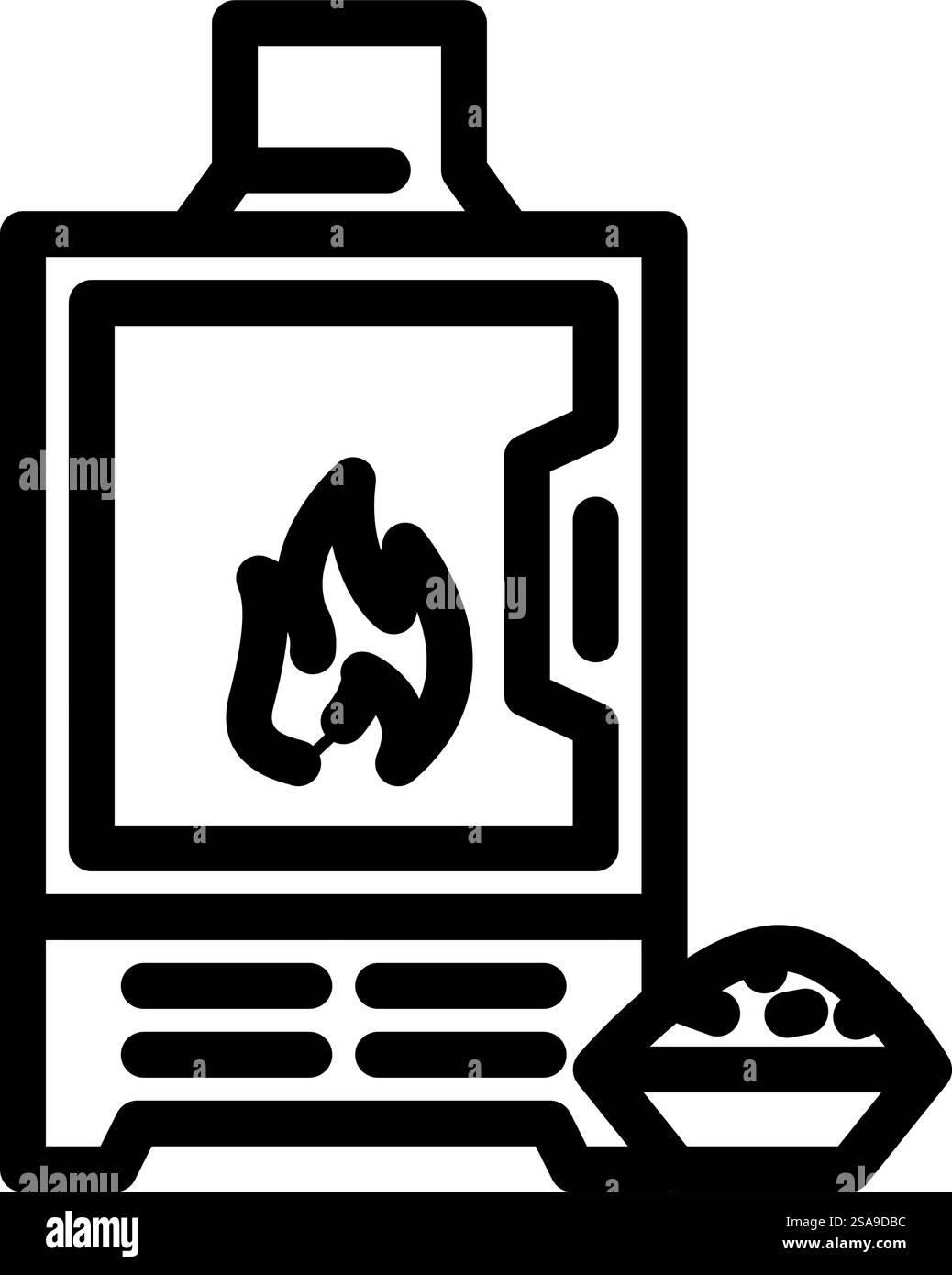 cuocere il vettore dell'icona della linea pellets di legno. insegna del pellet di legno della stufa. illustrazione nera del simbolo del contorno isolato. illustrazione vettoriale dell'icona della linea pellets di legno della stufa Illustrazione Vettoriale