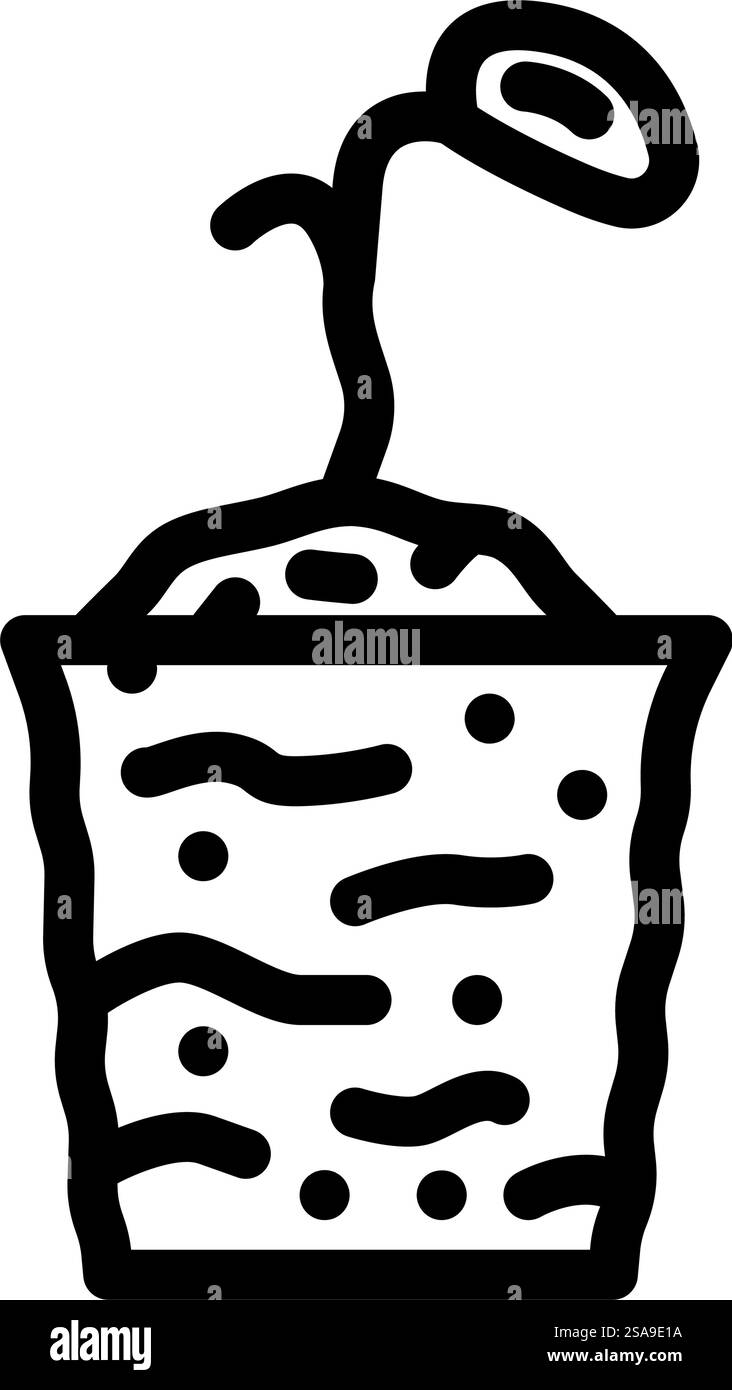 vettore icona linea giardinaggio urbano piantine. insegna di giardinaggio urbano piantine. illustrazione nera del simbolo del contorno isolato. illustrazione vettoriale dell'icona della linea urbana delle piantine Illustrazione Vettoriale