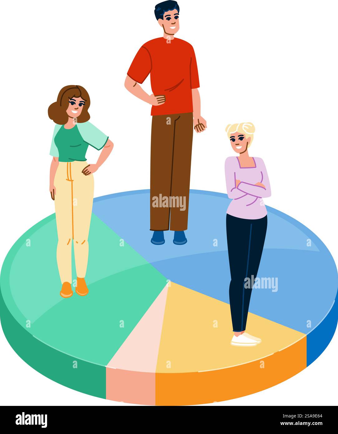 vettore di segmentazione del cliente di destinazione. mercato del pubblico, nicchia crm, segmentazione clienti target hr rete. persone illustrazione a fumetti piatta. vettore di segmentazione del cliente di destinazione Illustrazione Vettoriale