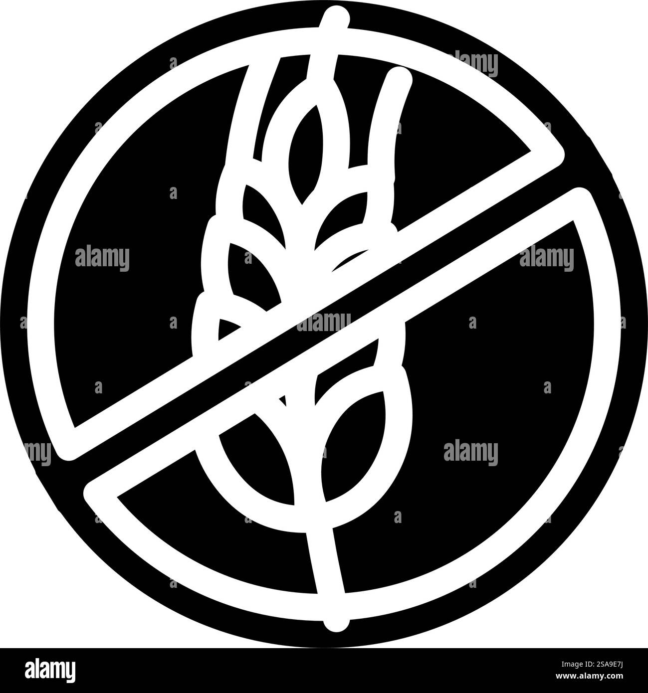 etichetta del prodotto senza glutine avvertenza glifo icona vettore. cartello di avvertenza etichetta prodotto senza glutine. illustrazione del simbolo isolato. etichetta del prodotto senza glutine avvertenza icona glifo illustrazione vettoriale Illustrazione Vettoriale