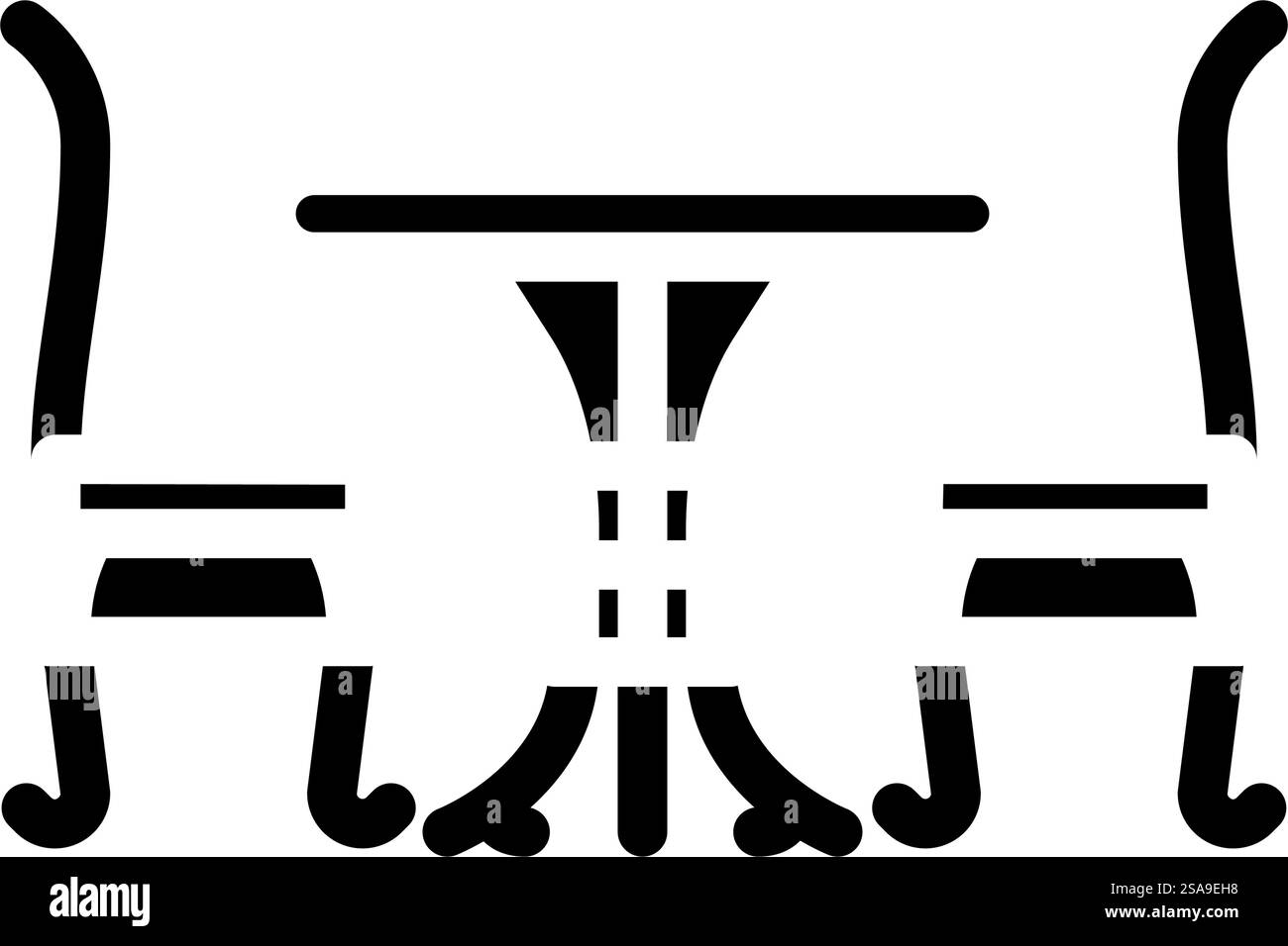 bistrot set per mobili da esterno con icona a forma di glifo. cartello bistrot set per mobili da esterno. illustrazione del simbolo isolato. illustrazione vettoriale dell'icona del glifo per mobili da esterno del set bistrot Illustrazione Vettoriale