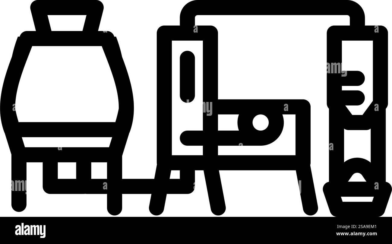 vettore icona linea pellet di legno di produzione. cartello di produzione pellet di legno. illustrazione nera del simbolo del contorno isolato. illustrazione vettoriale dell'icona della linea di pellet di legno di produzione Illustrazione Vettoriale