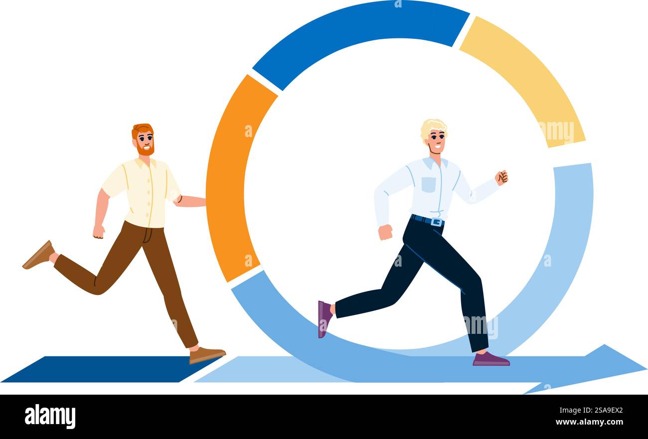 vettore di sviluppo iterativo agile. processo ciclico, ciclo di vita scrum, carattere di sviluppo iterativo agile del team sprint. persone illustrazione a fumetti piatta. vettore di sviluppo iterativo agile Illustrazione Vettoriale