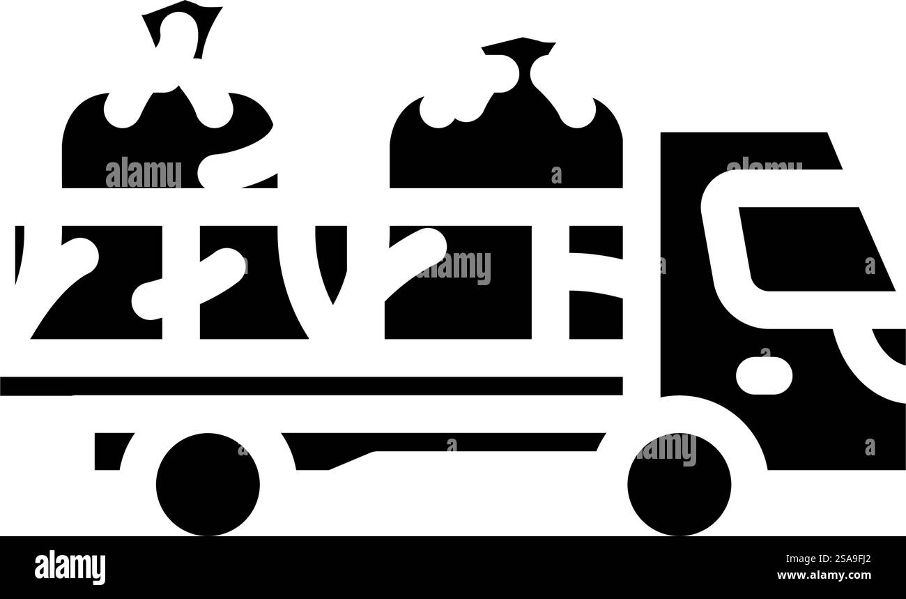 trasporto pellet di legno glifo vettore icona. cartello trasporto pellet di legno. illustrazione del simbolo isolato. illustrazione vettoriale icona glifo per il trasporto di pellet di legno Illustrazione Vettoriale