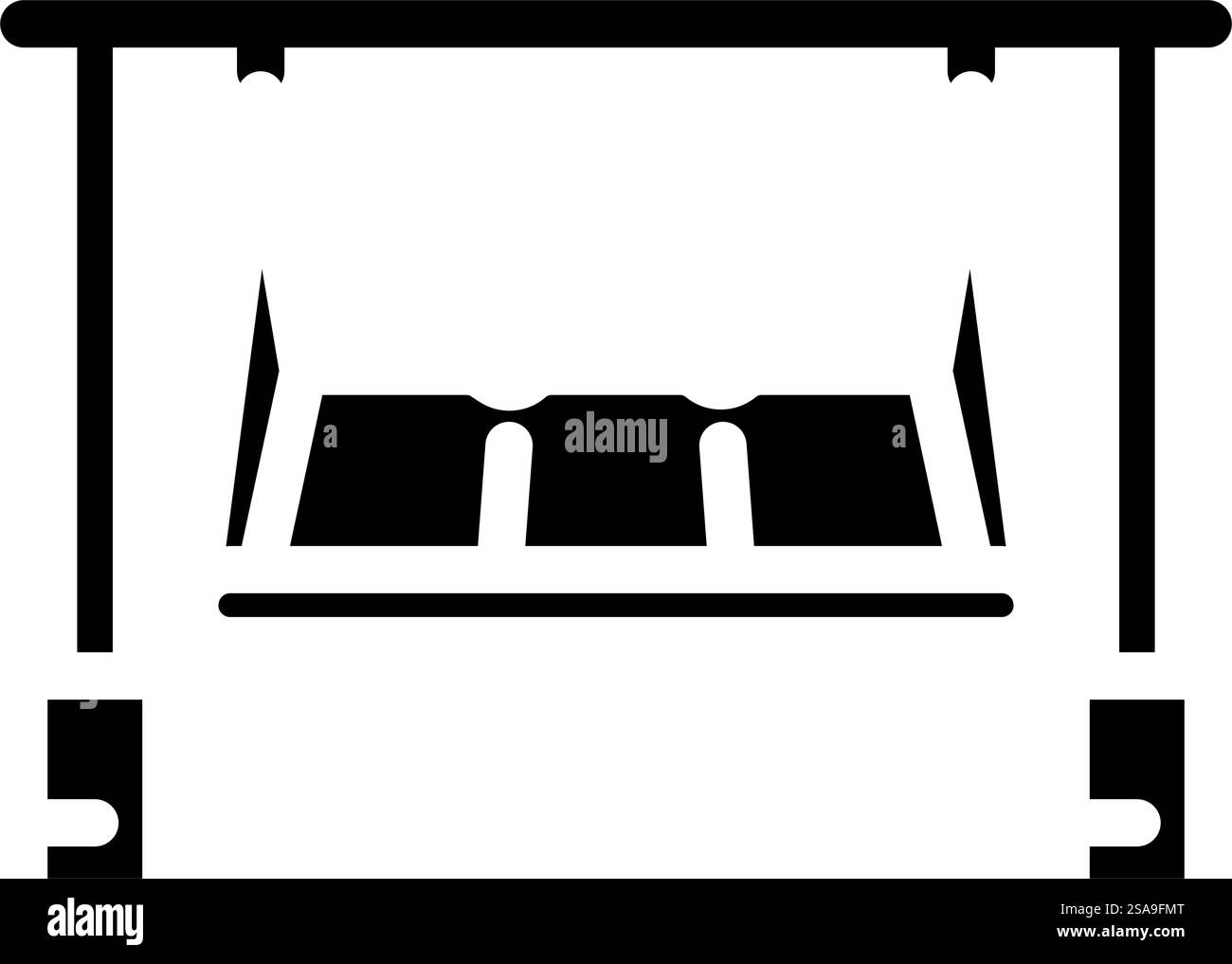 porticato per mobili da esterno con icona a forma di glifo. cartello per mobili da esterno con altalena. illustrazione del simbolo isolato. illustrazione vettoriale dell'icona del glifo per mobili da esterno con altalena Illustrazione Vettoriale