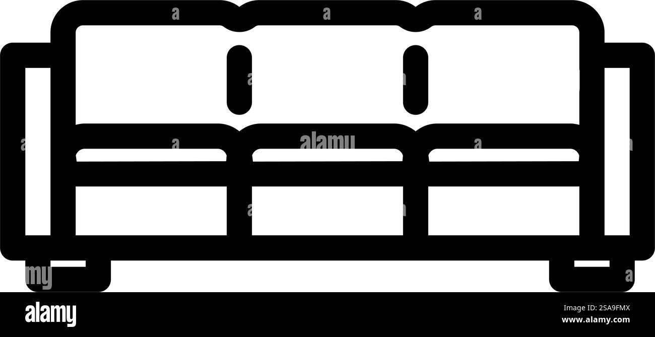 divano per esterni linea di mobili per esterni icon vector. cartello per mobili da esterno con divano. illustrazione nera del simbolo del contorno isolato. illustrazione vettoriale dell'icona della linea di mobili per esterni Illustrazione Vettoriale