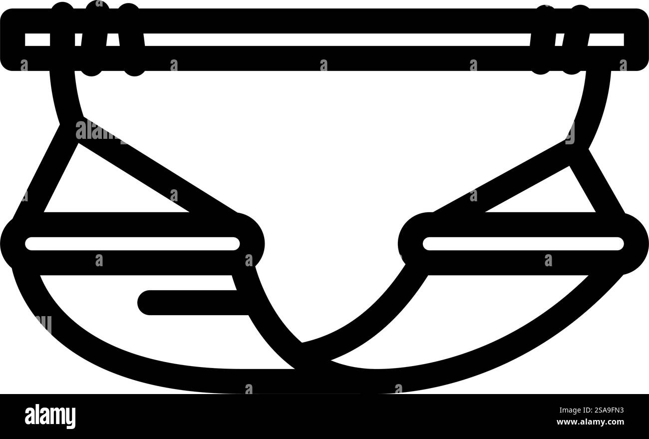 icona vettoriale della linea di mobili per esterni con amaca. cartello amaca per mobili da esterno. illustrazione nera del simbolo del contorno isolato. illustrazione vettoriale dell'icona della linea di mobili per esterni dell'amaca Illustrazione Vettoriale