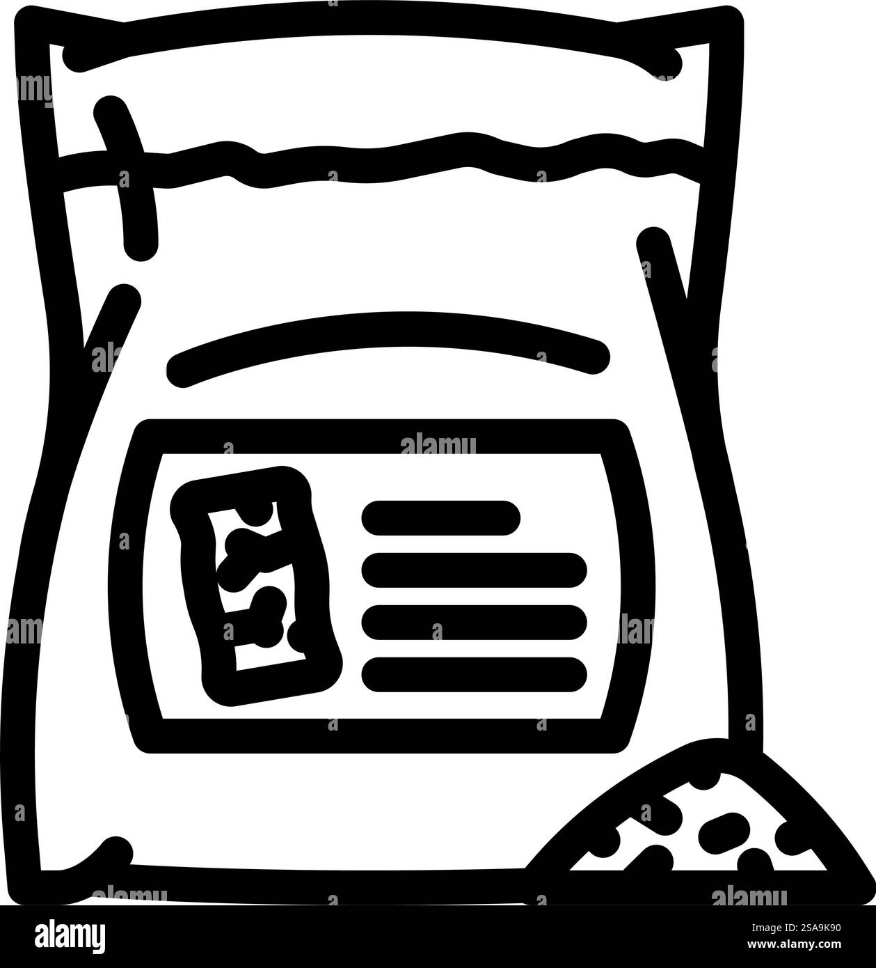 confezione di pellet di legno, icona della linea vettoriale. cartello per imballaggio pellet di legno. illustrazione nera del simbolo del contorno isolato. illustrazione vettoriale dell'icona della linea di pellet di legno per imballaggio Illustrazione Vettoriale