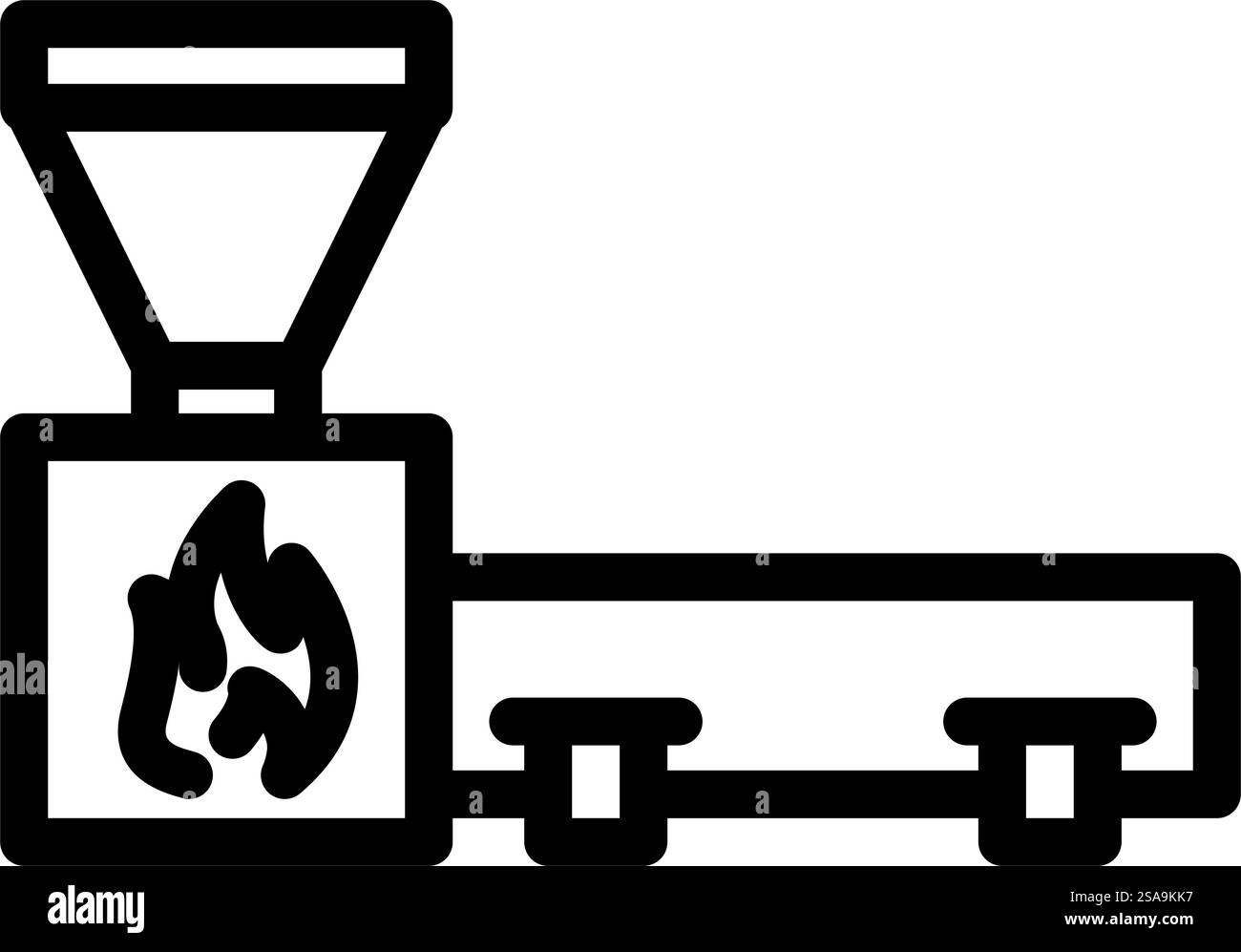 essiccazione del vettore dell'icona della linea dei pellet di legno. cartello asciugatura pellet di legno. illustrazione nera del simbolo del contorno isolato. illustrazione vettoriale icona linea pellet di legno essiccante Illustrazione Vettoriale
